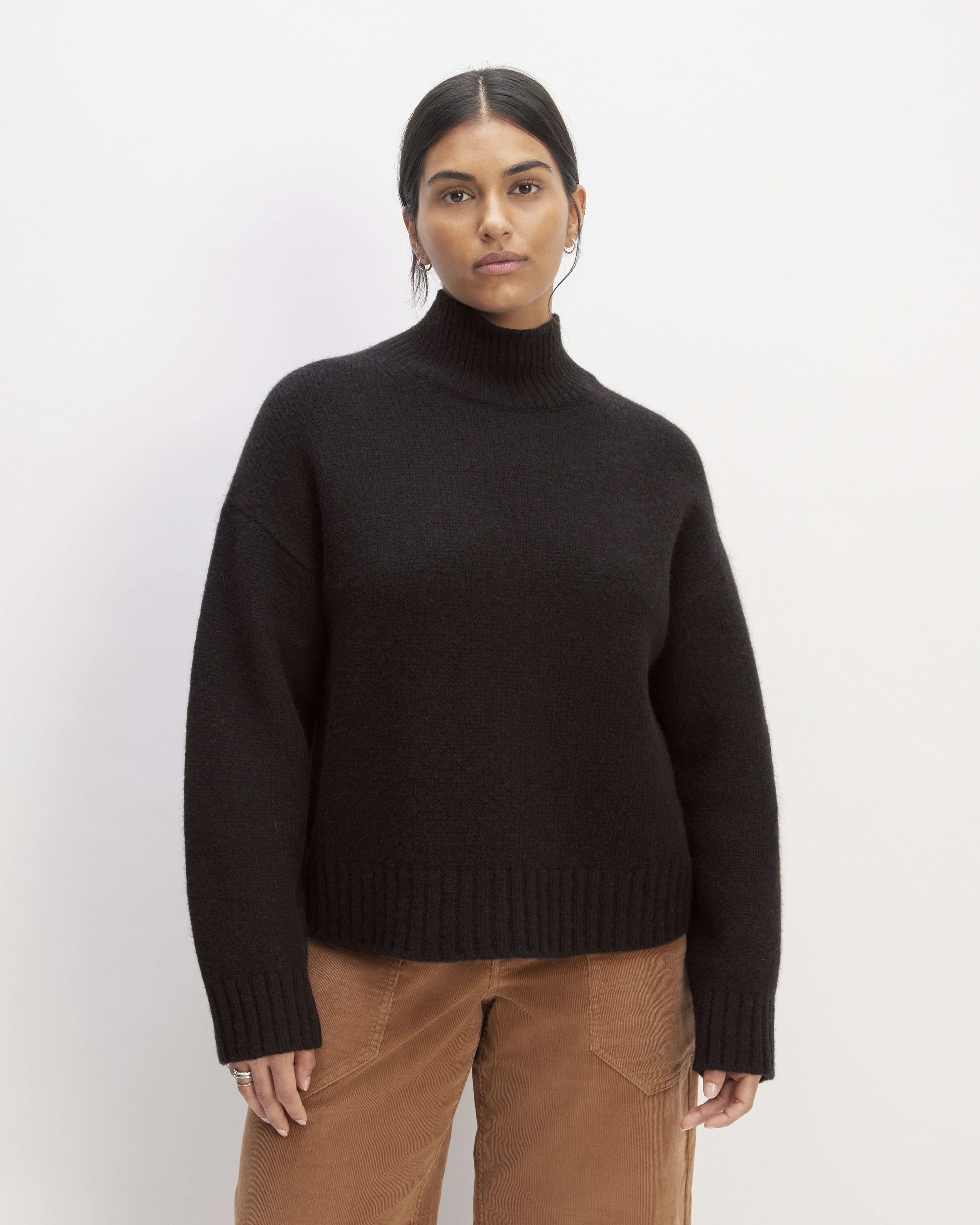 Black oversized turtleneck jumper best sale