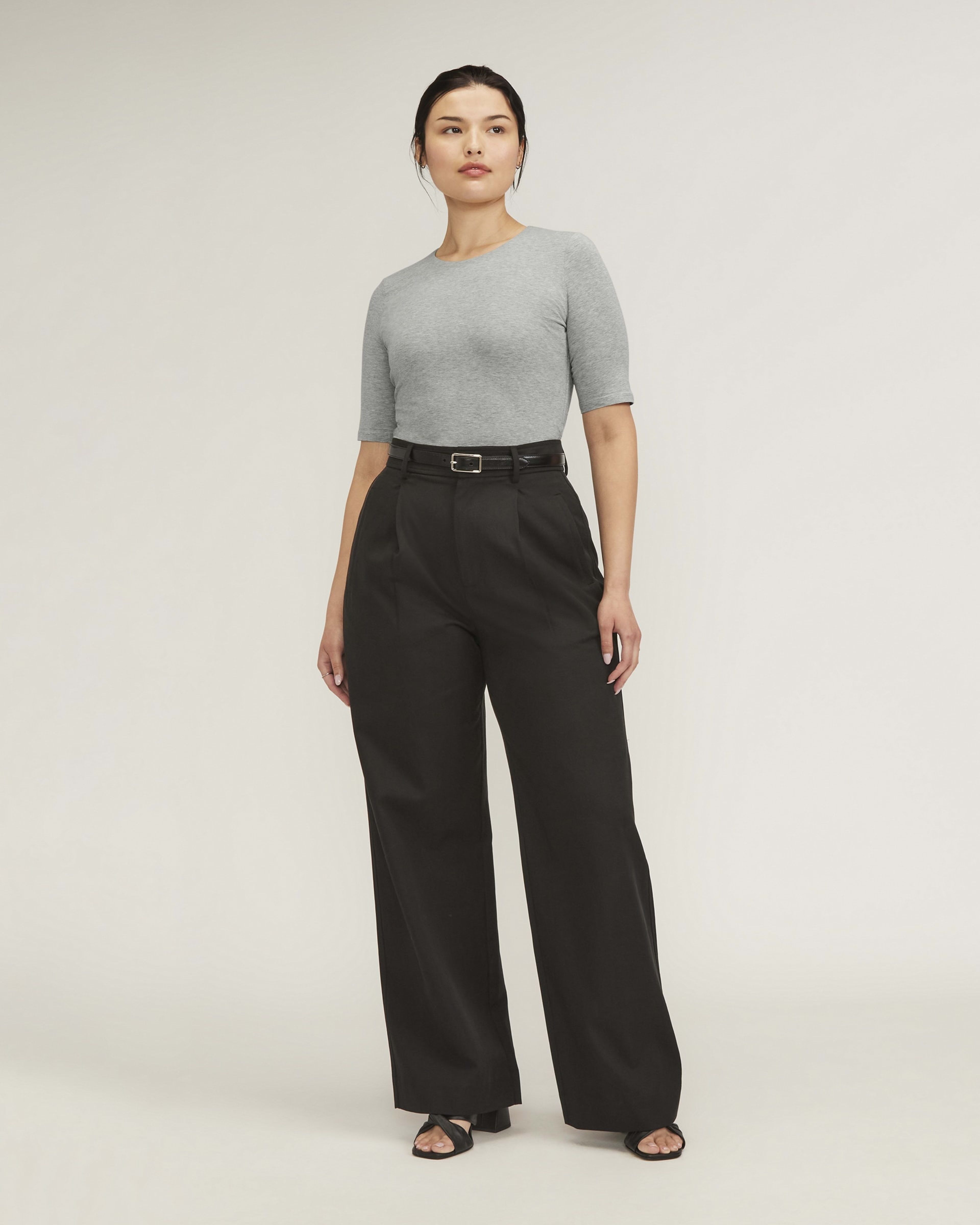The Short Sleeve Crew Neck Bodysuit Heathered Grey Everlane