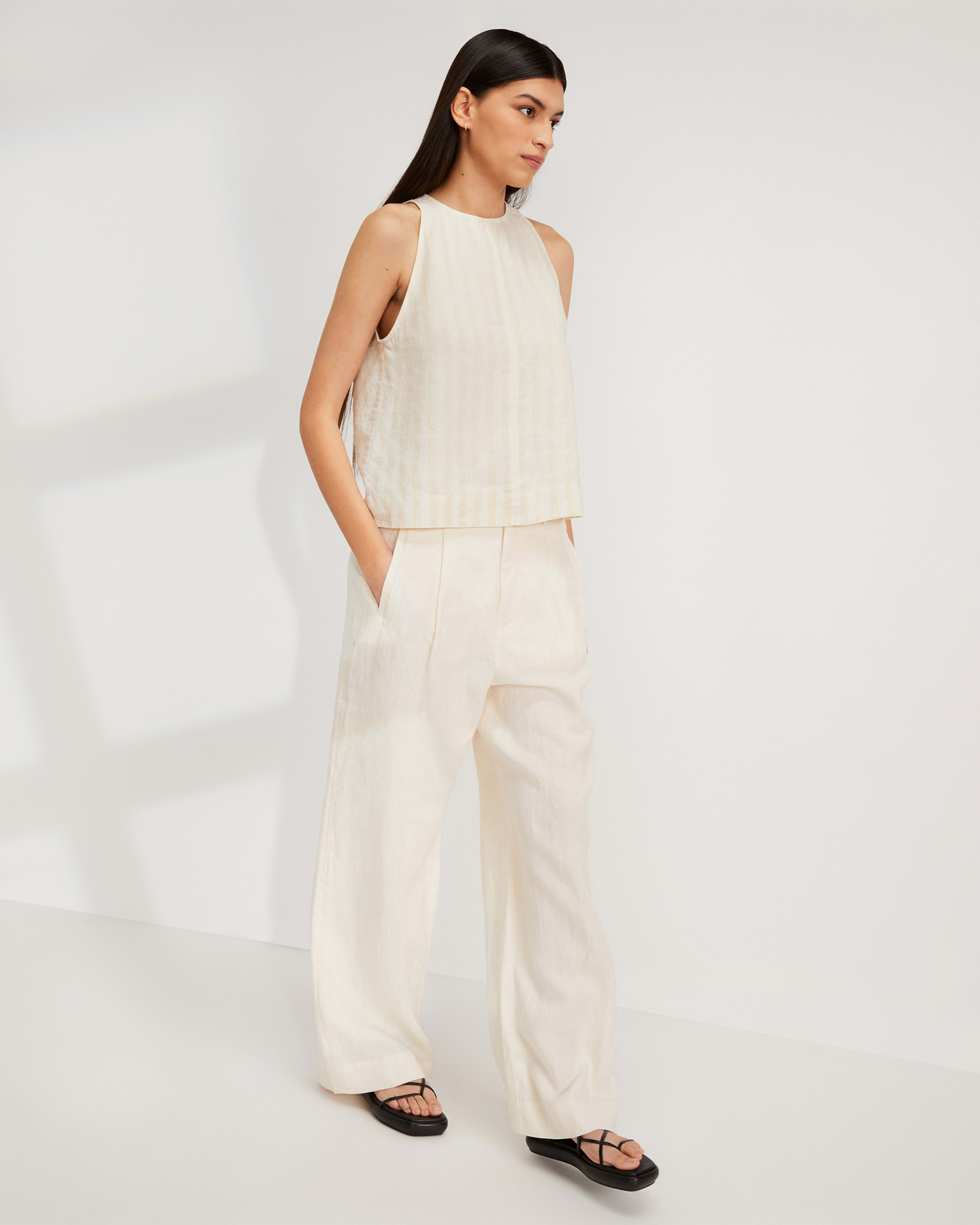 Mare 100% Linen Tank Top Sand