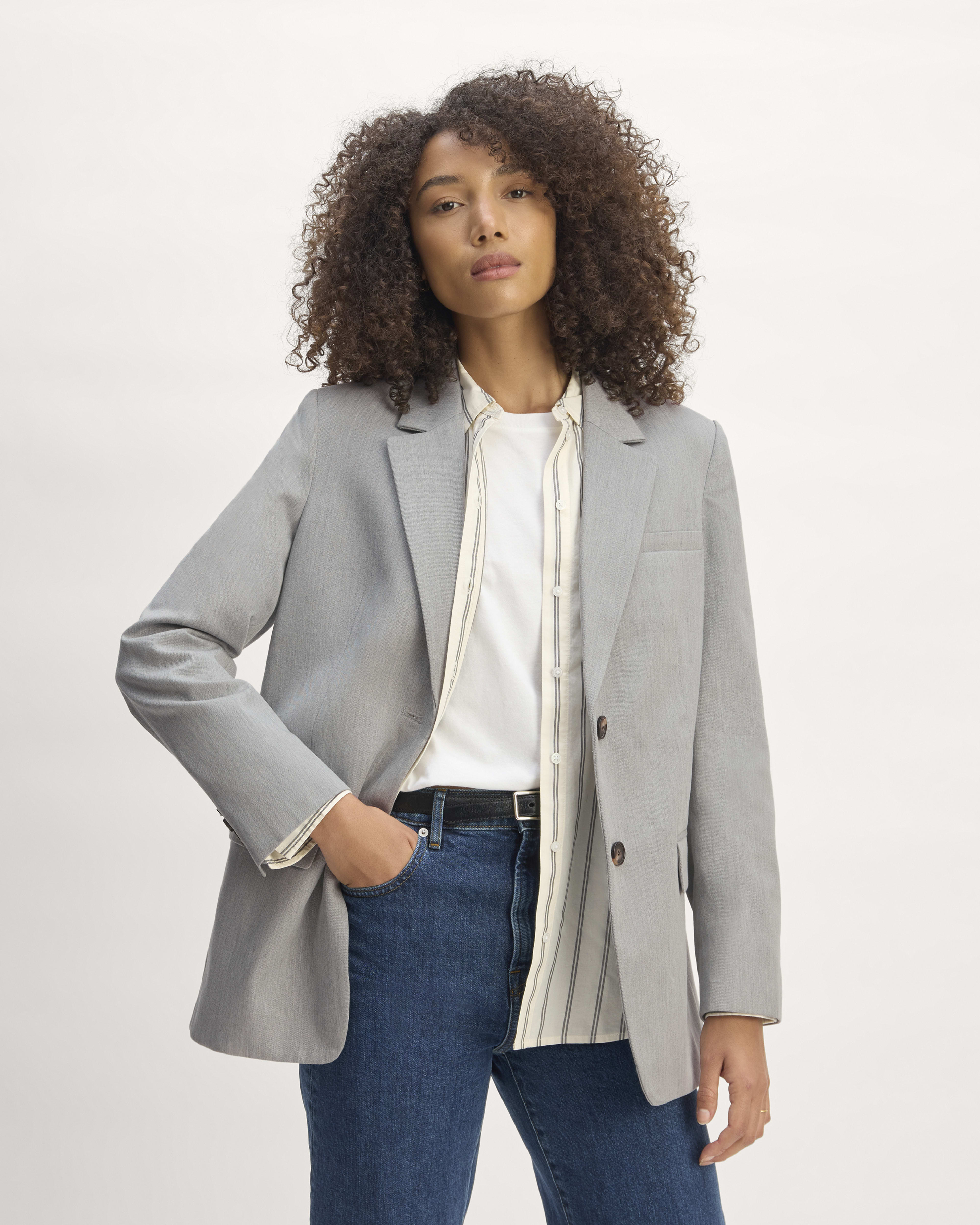 The Oversized Blazer in Buttersmooth Heather Steel Everlane