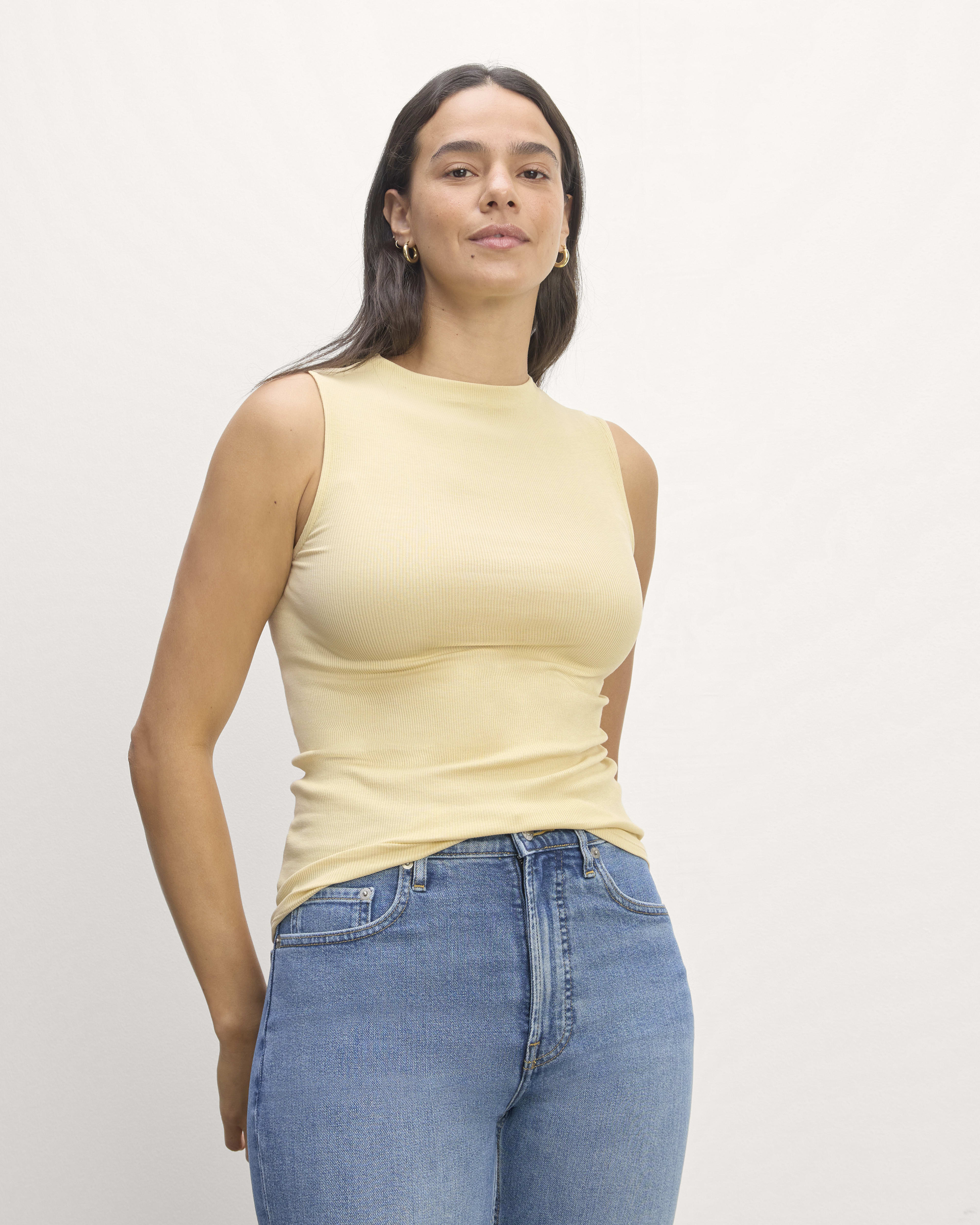 The Luxe Rib Funnel-Neck Tank