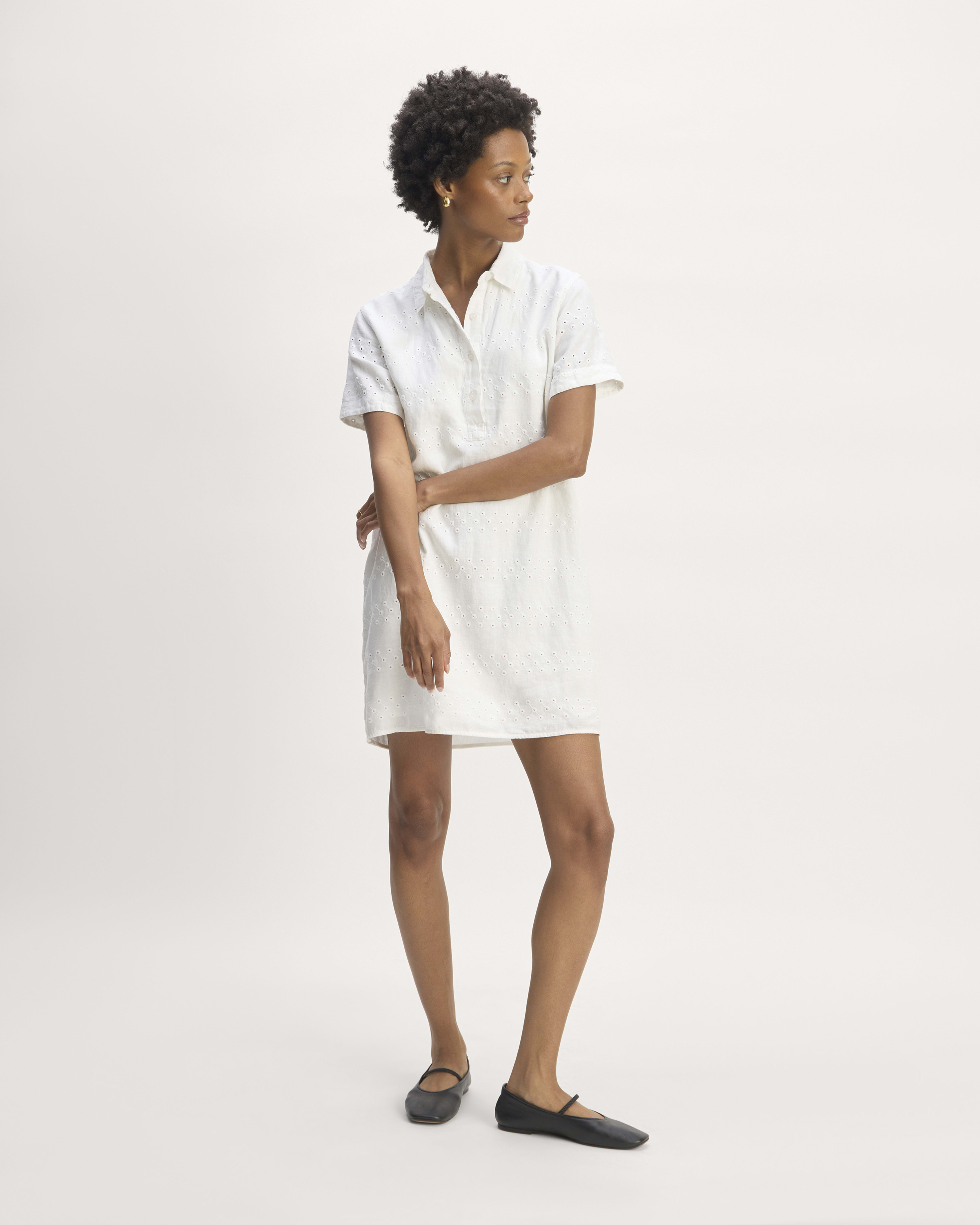 Linen shirt dress white cheap