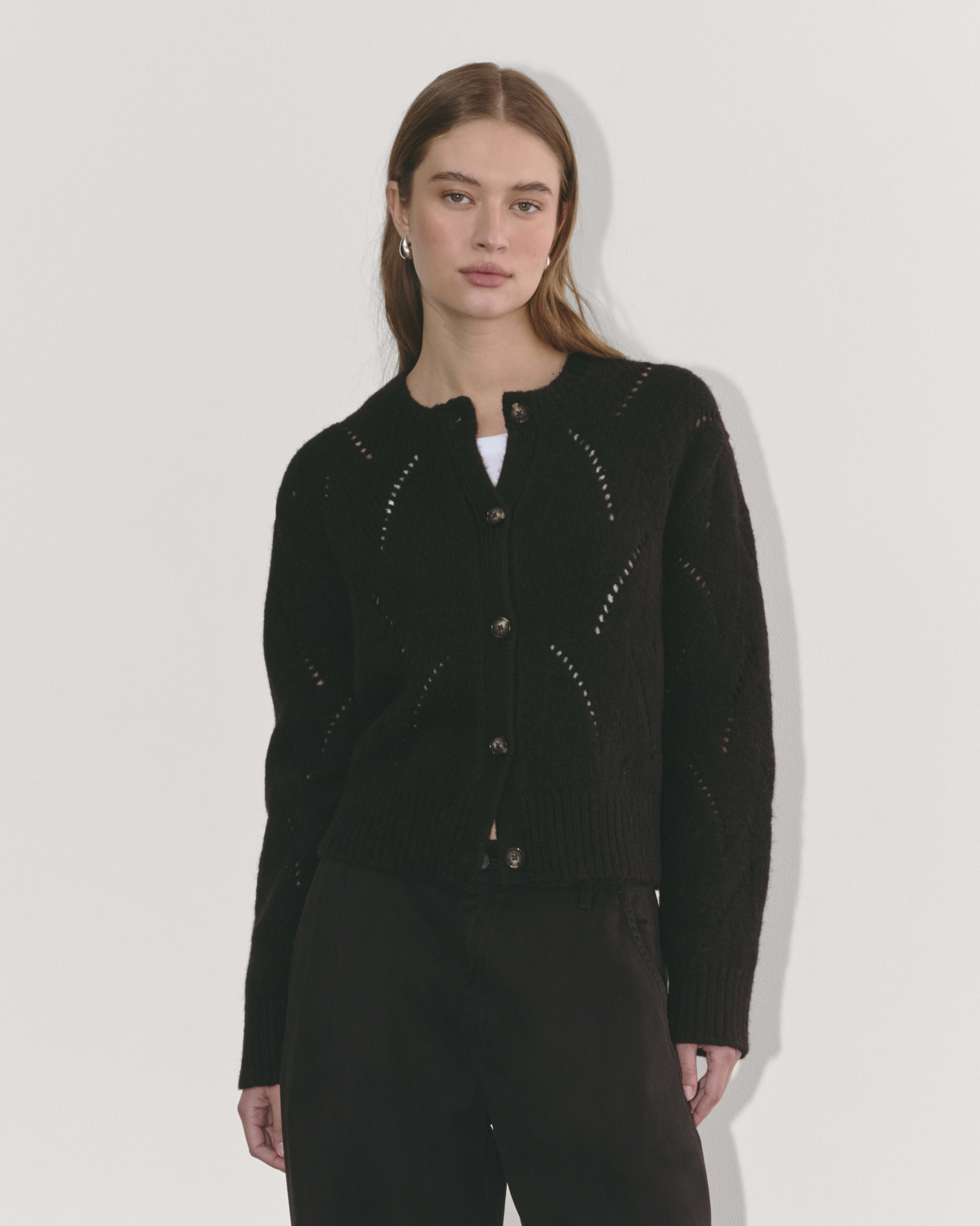 The Pointelle Cardigan in Cloud