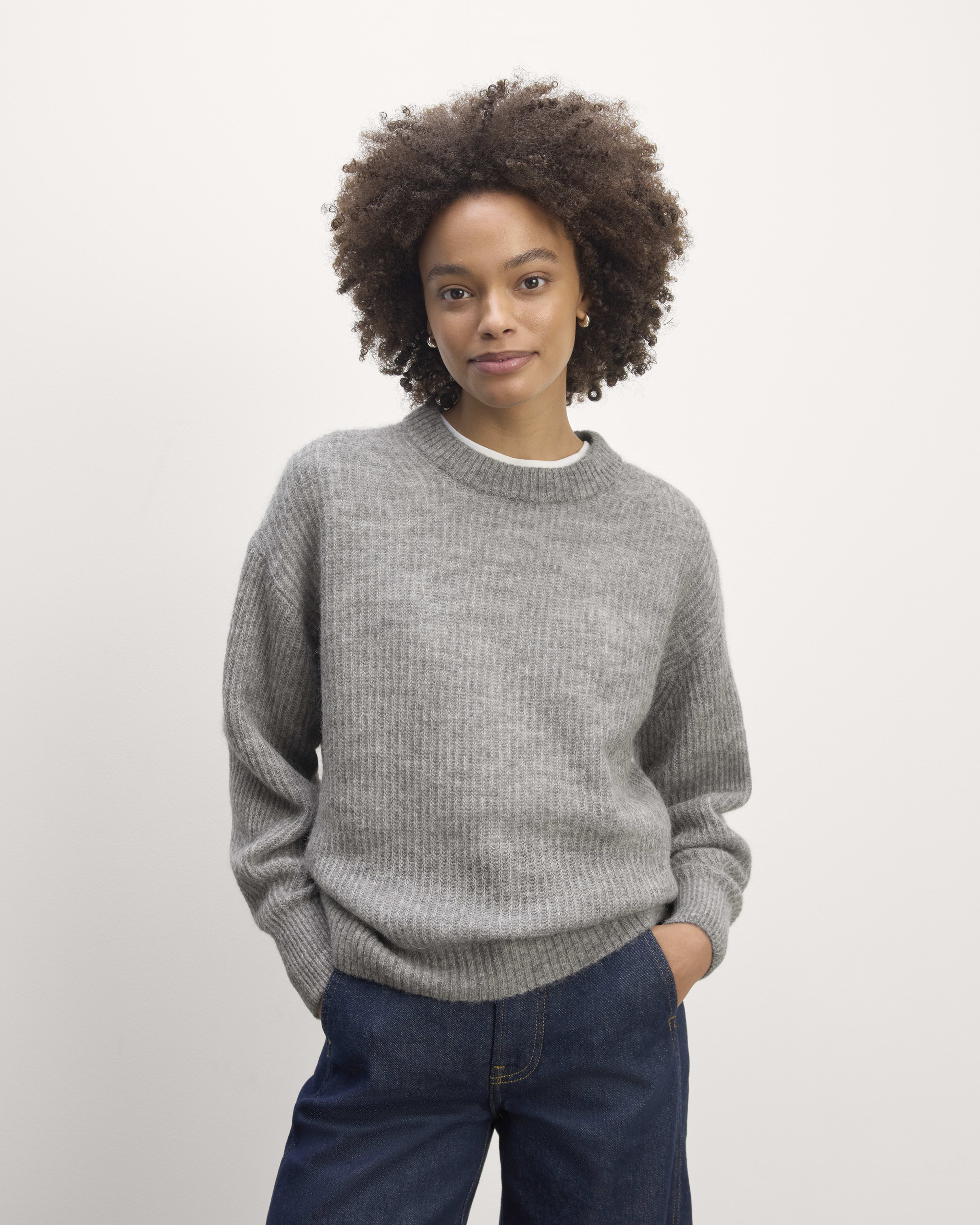 Women's grey crew neck sweater online