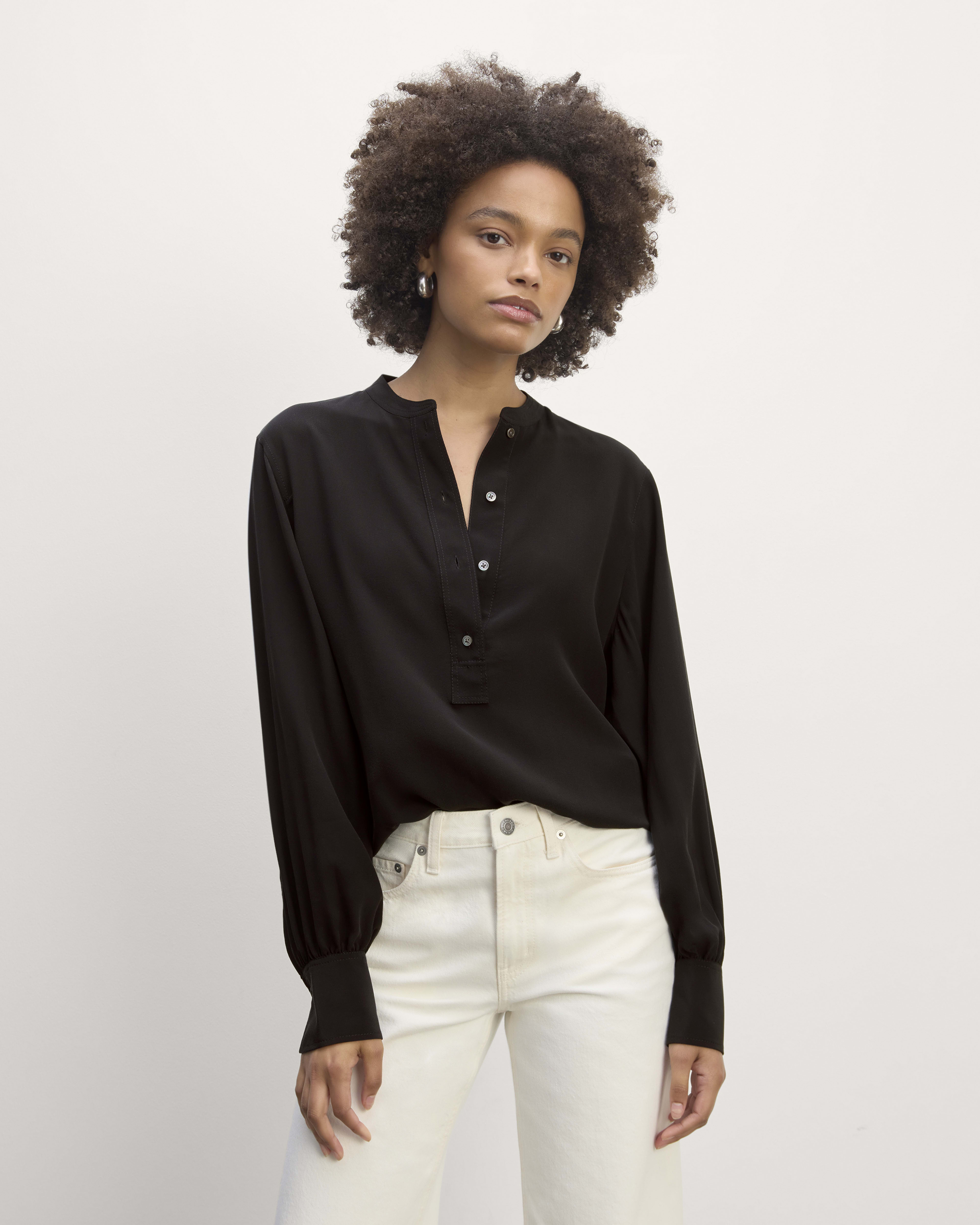 The Henley Shirt in Washable Silk
