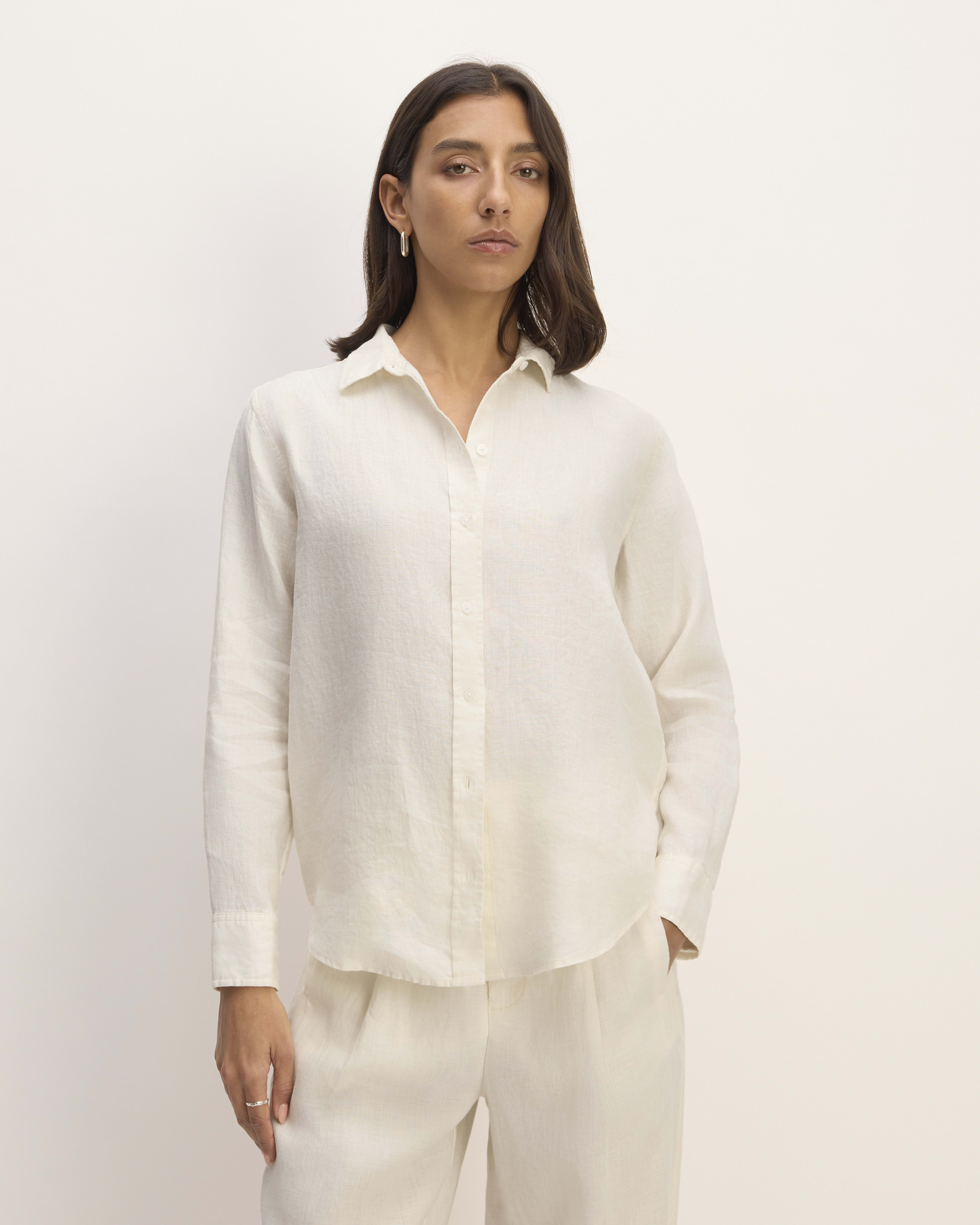 The Linen Short-Sleeve Notch Shirt Bone – Everlane