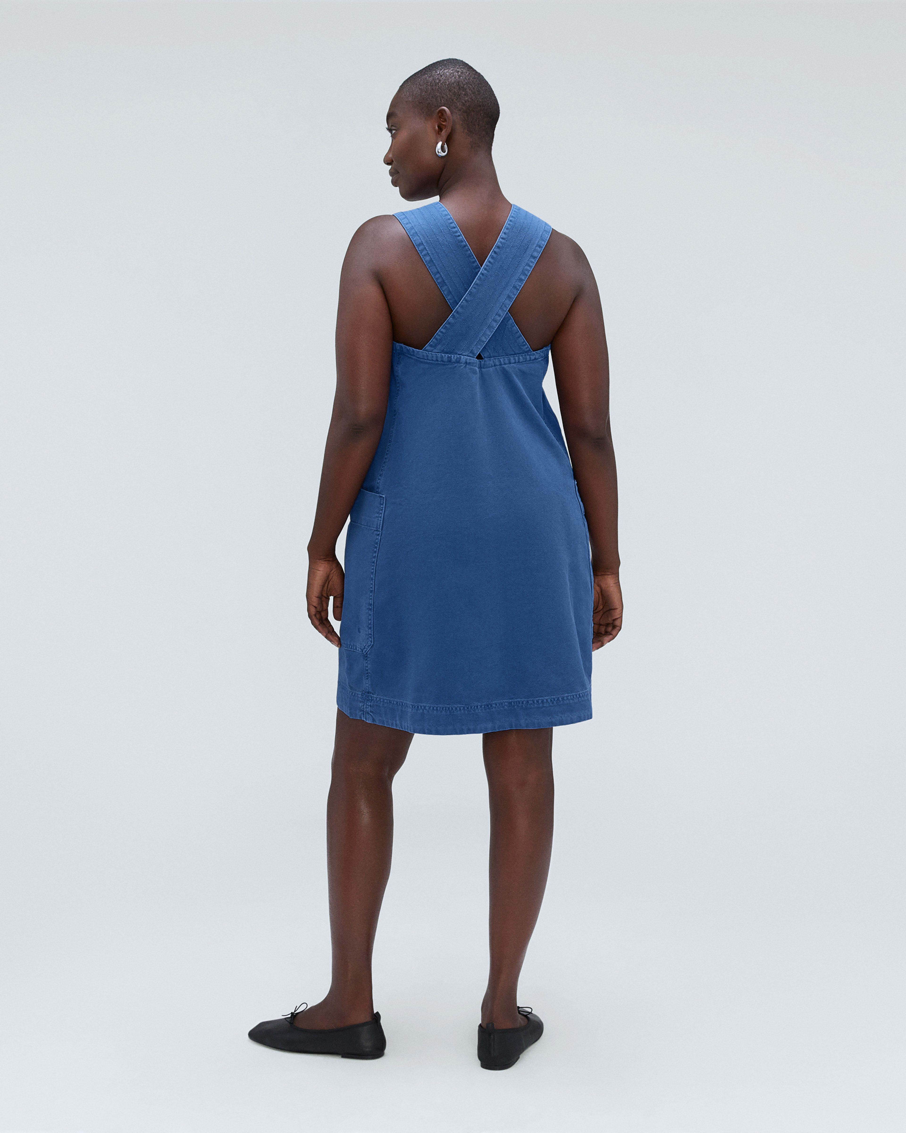 The CrossBack Apron Mini Dress Deep Blue Everlane