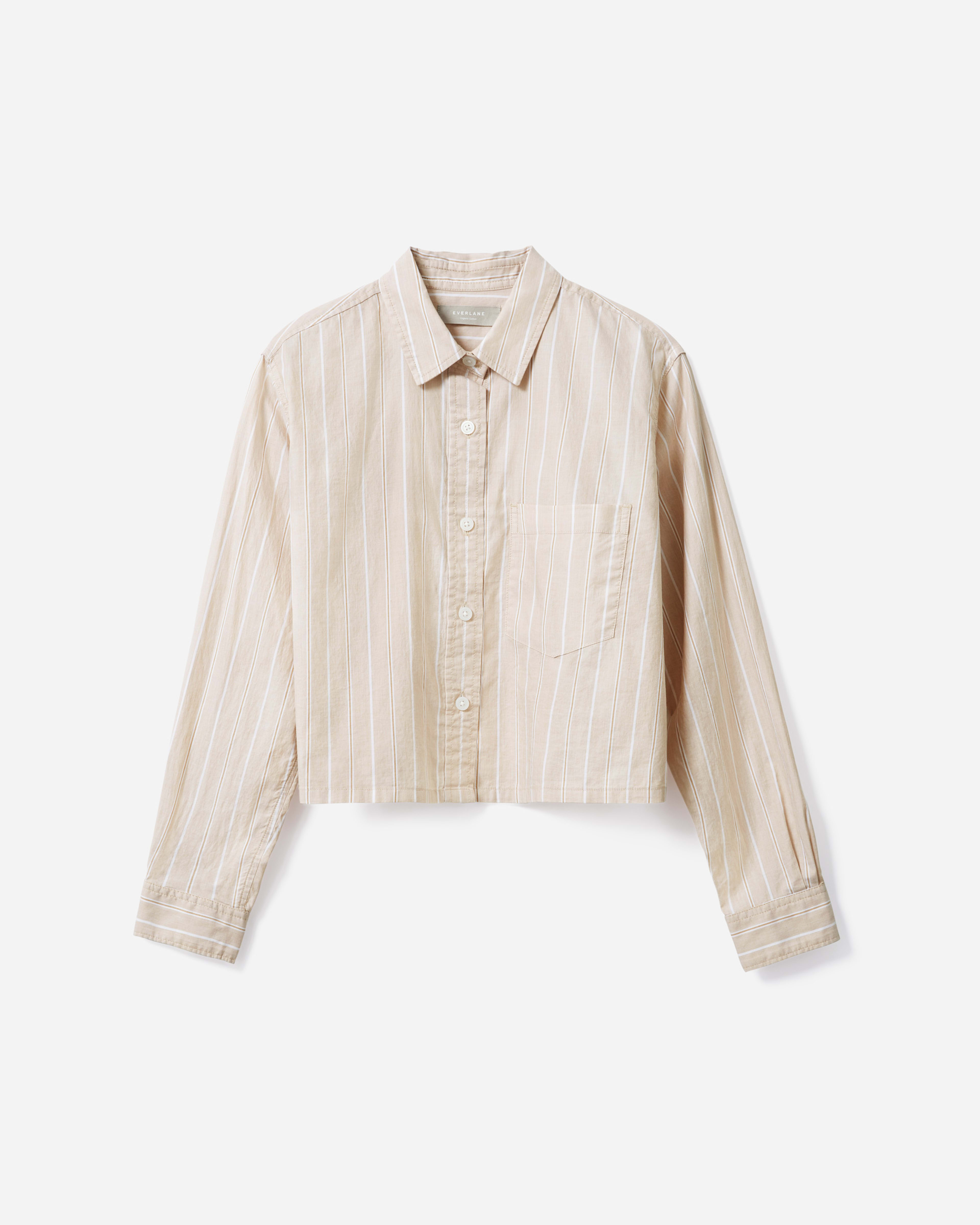 The Silky Cotton Way-Short Shirt Golden Brown / White – Everlane