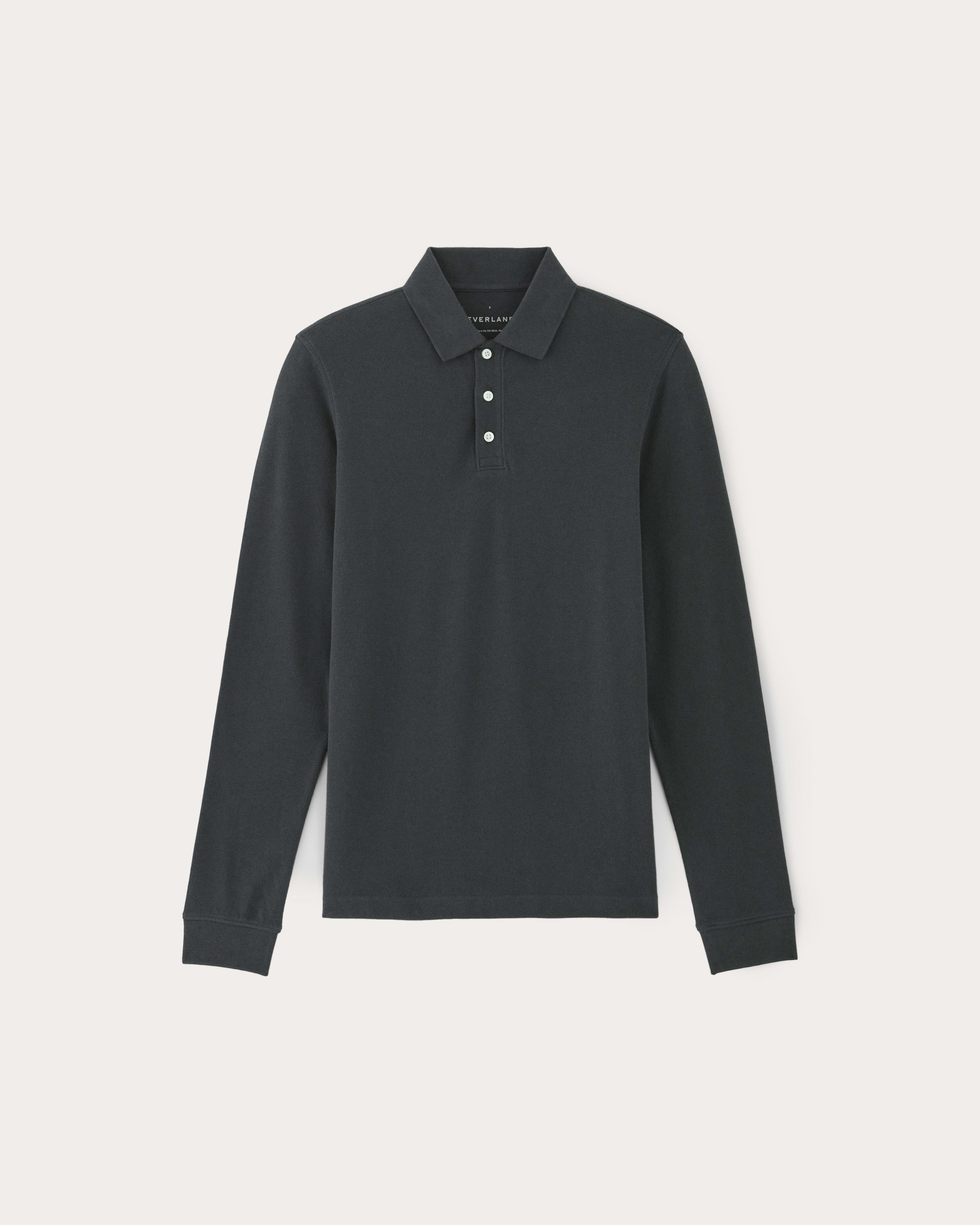 The Long-Sleeve Pique Polo | Heathered Graphite – Everlane