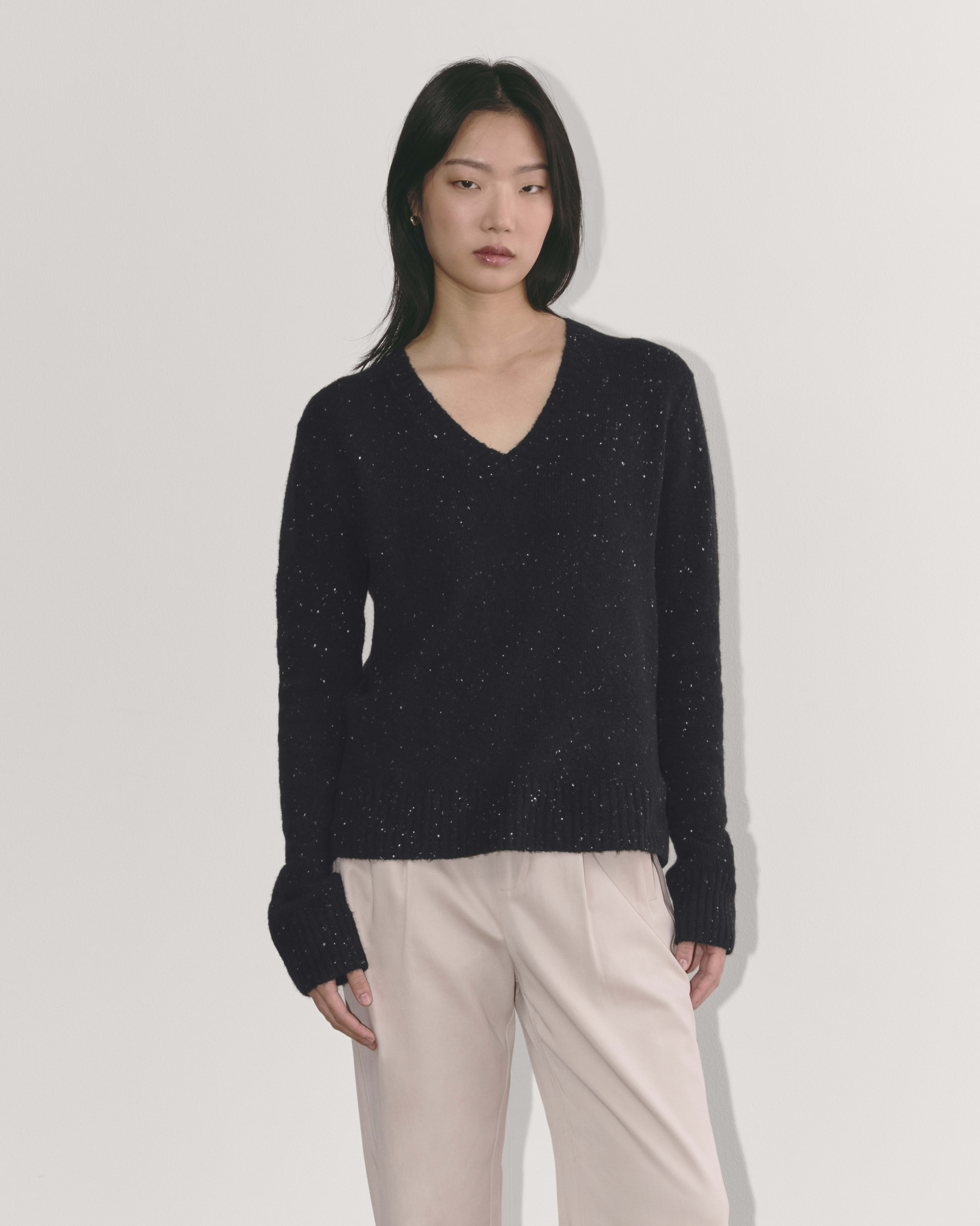 The V-Neck Sweater in Plush Cotton