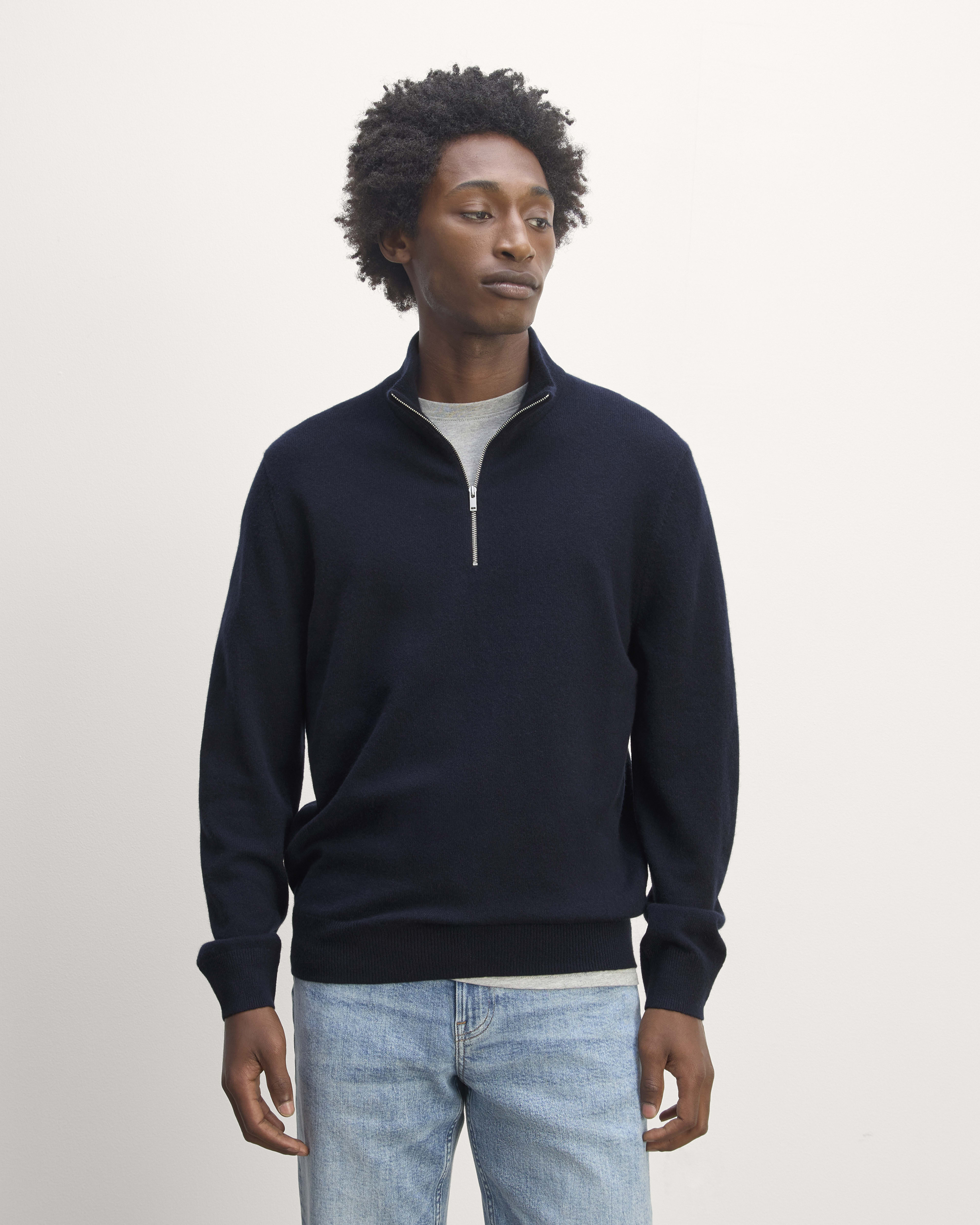 The Quarter Zip in Cashmere Navy Everlane