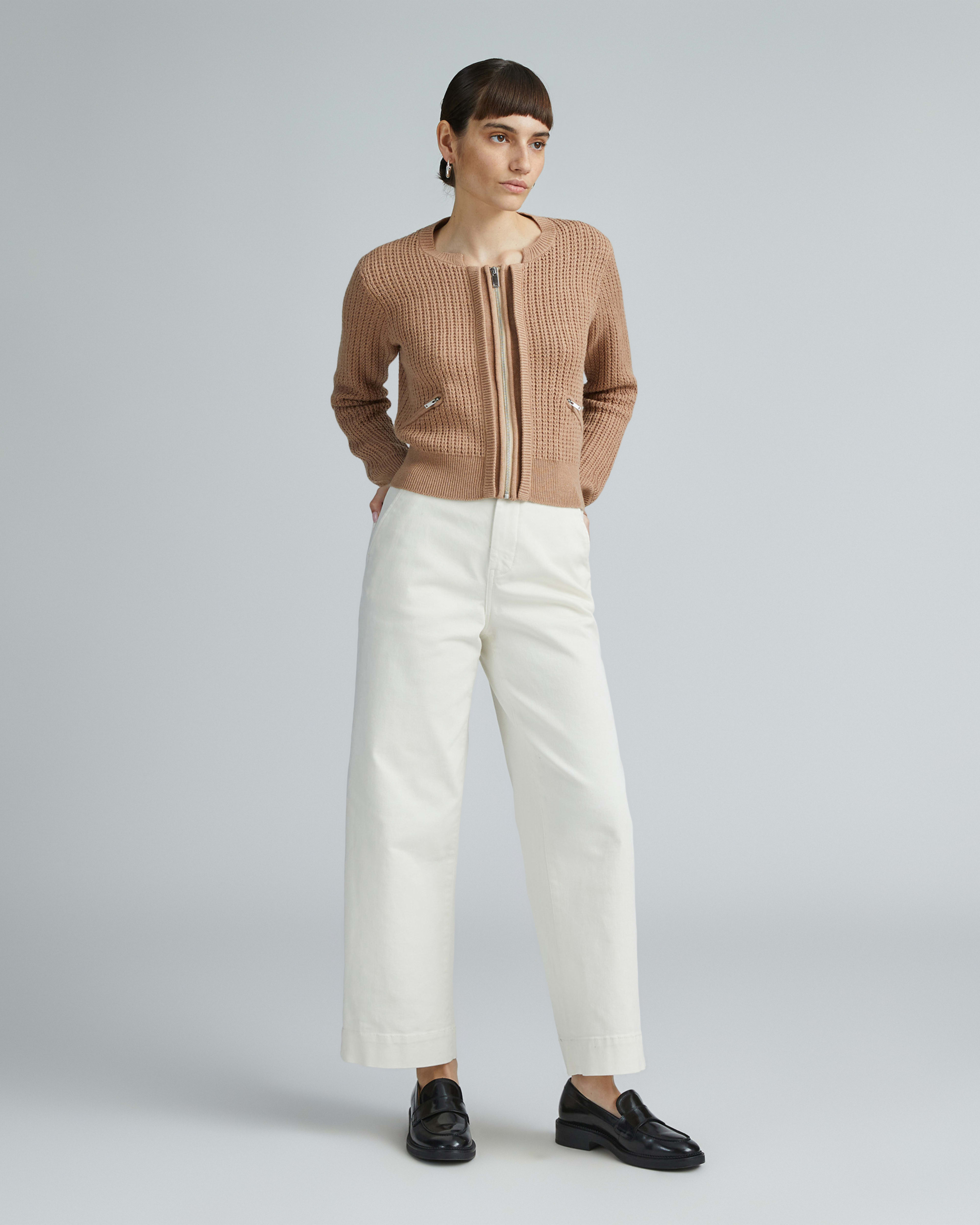 The Cropped Cotton-Merino Bomber Chestnut – Everlane