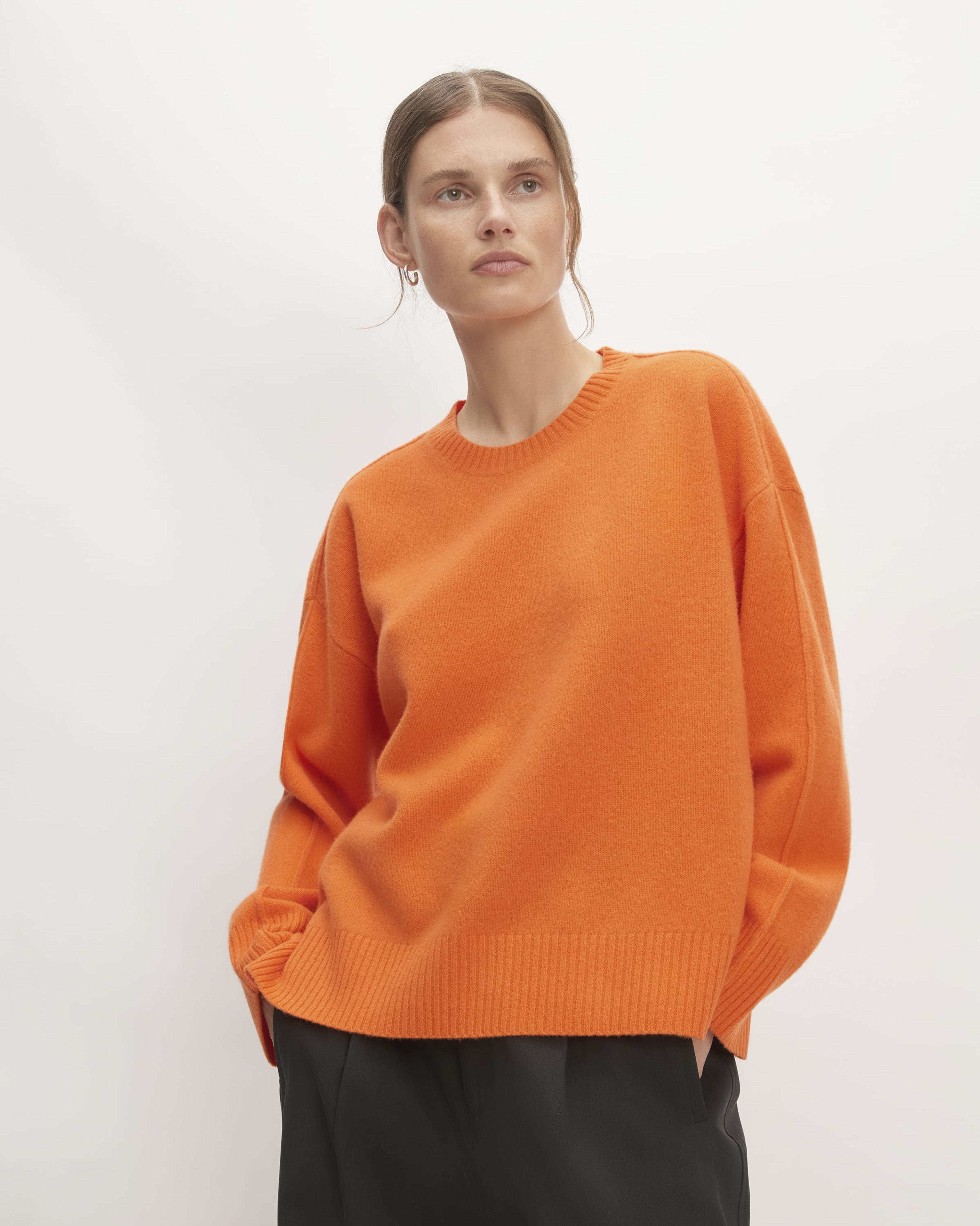 The Good Merino Wool Crewneck Sweater Orange Everlane