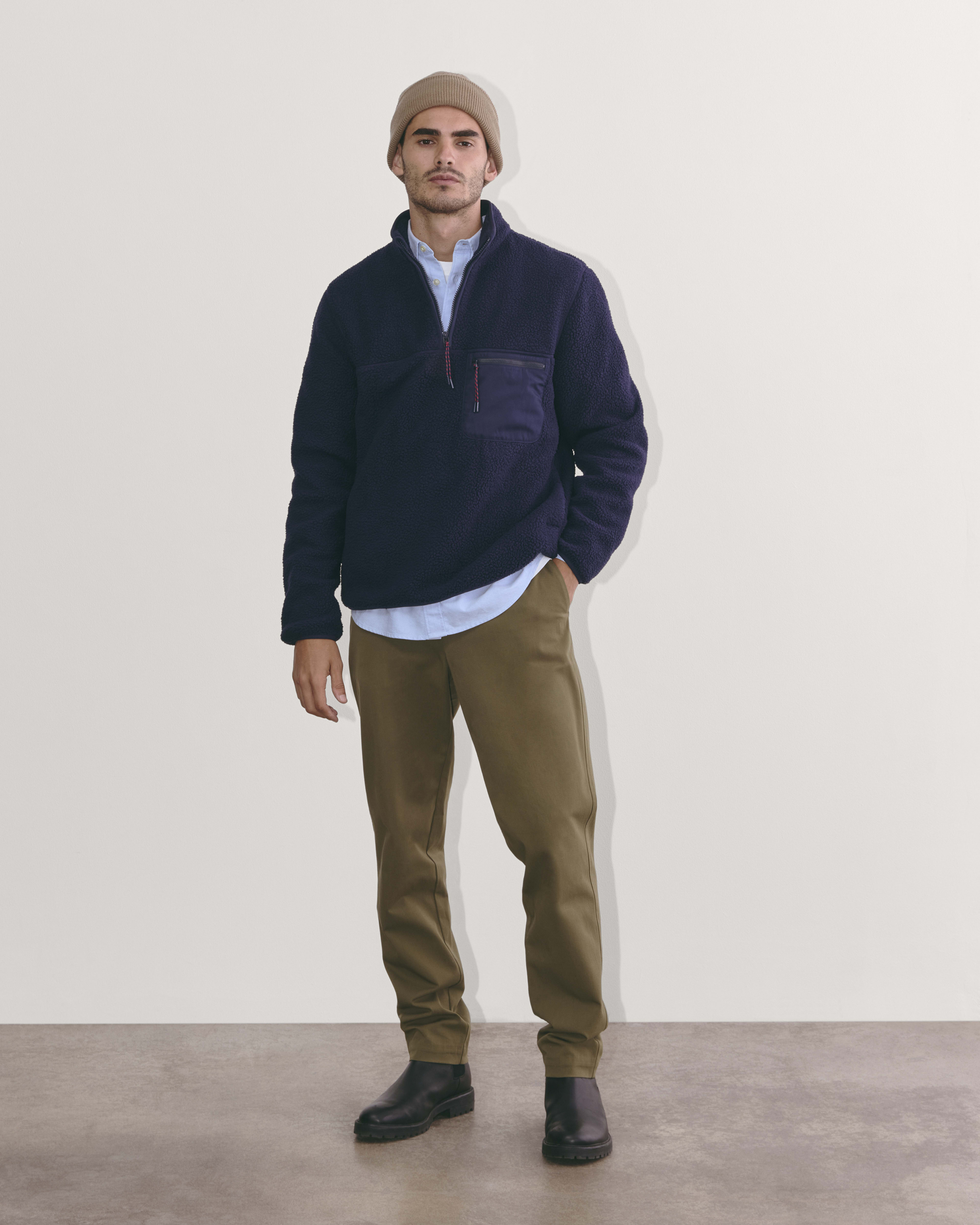 Everlane Teddy Quarter Zip Fleece in Navy Size Medium