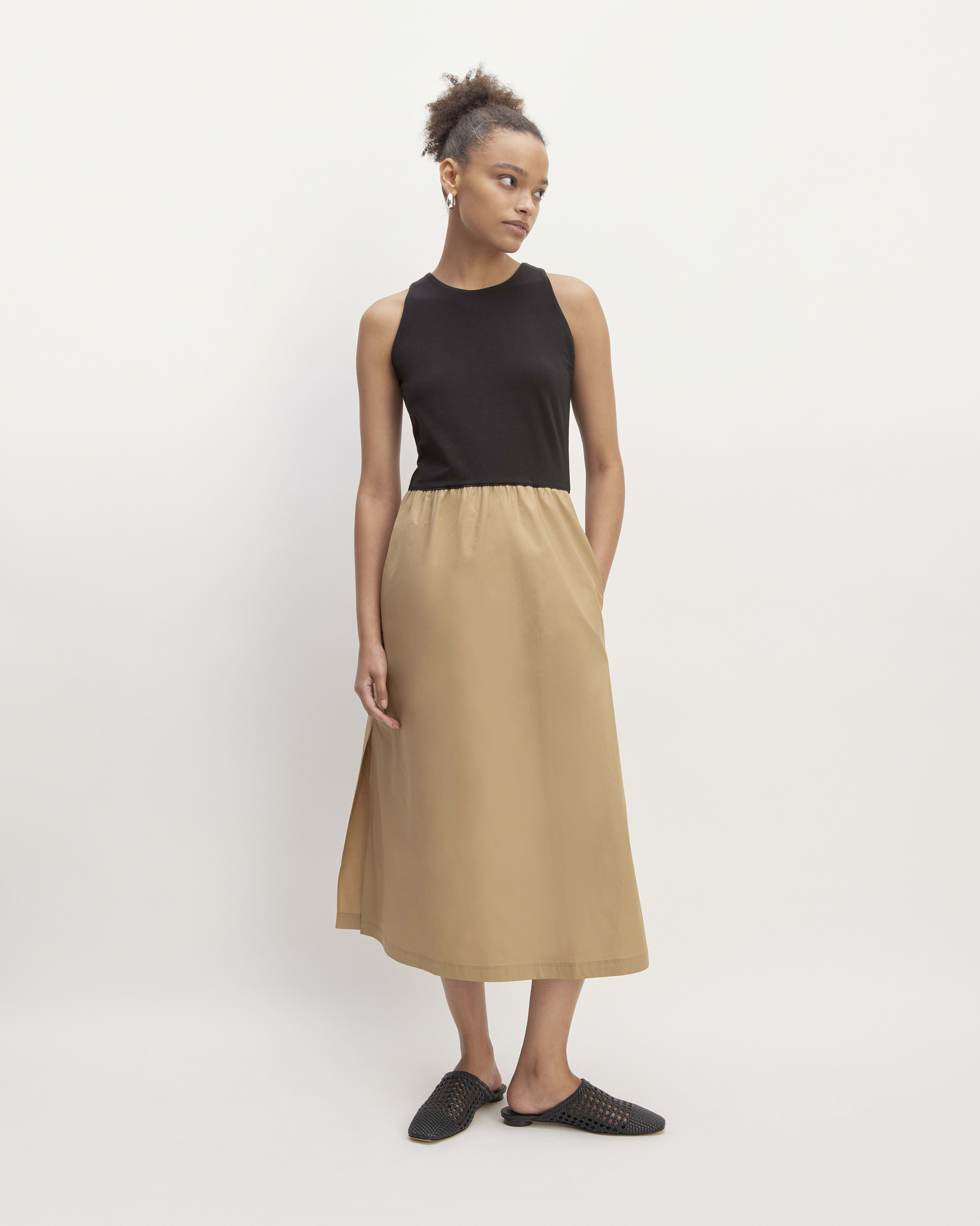 The Supima® High-Neck Riviera Dress Black / Tiger's Eye – Everlane