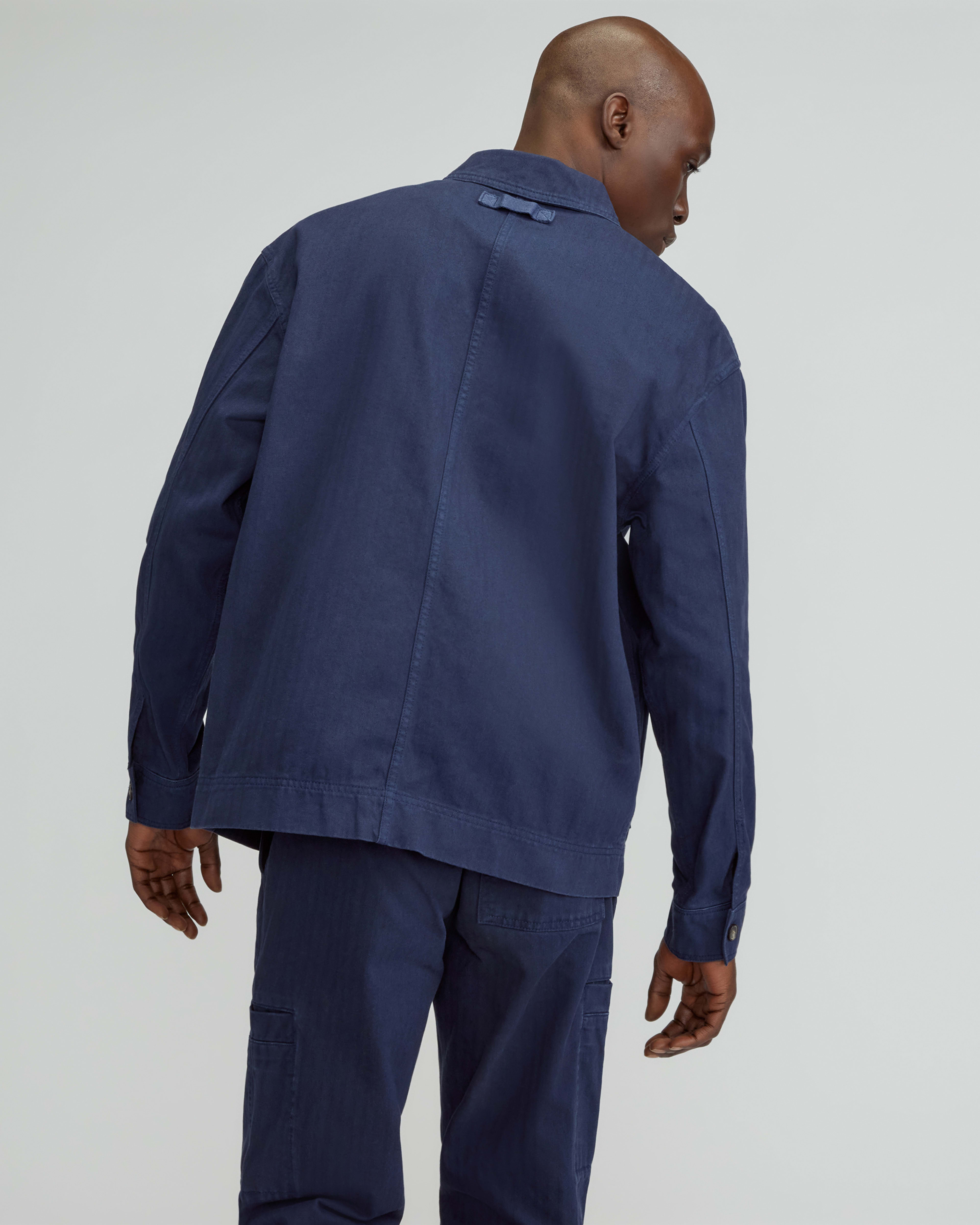 The Organic Cotton Herringbone Utility Jacket Navy Everlane