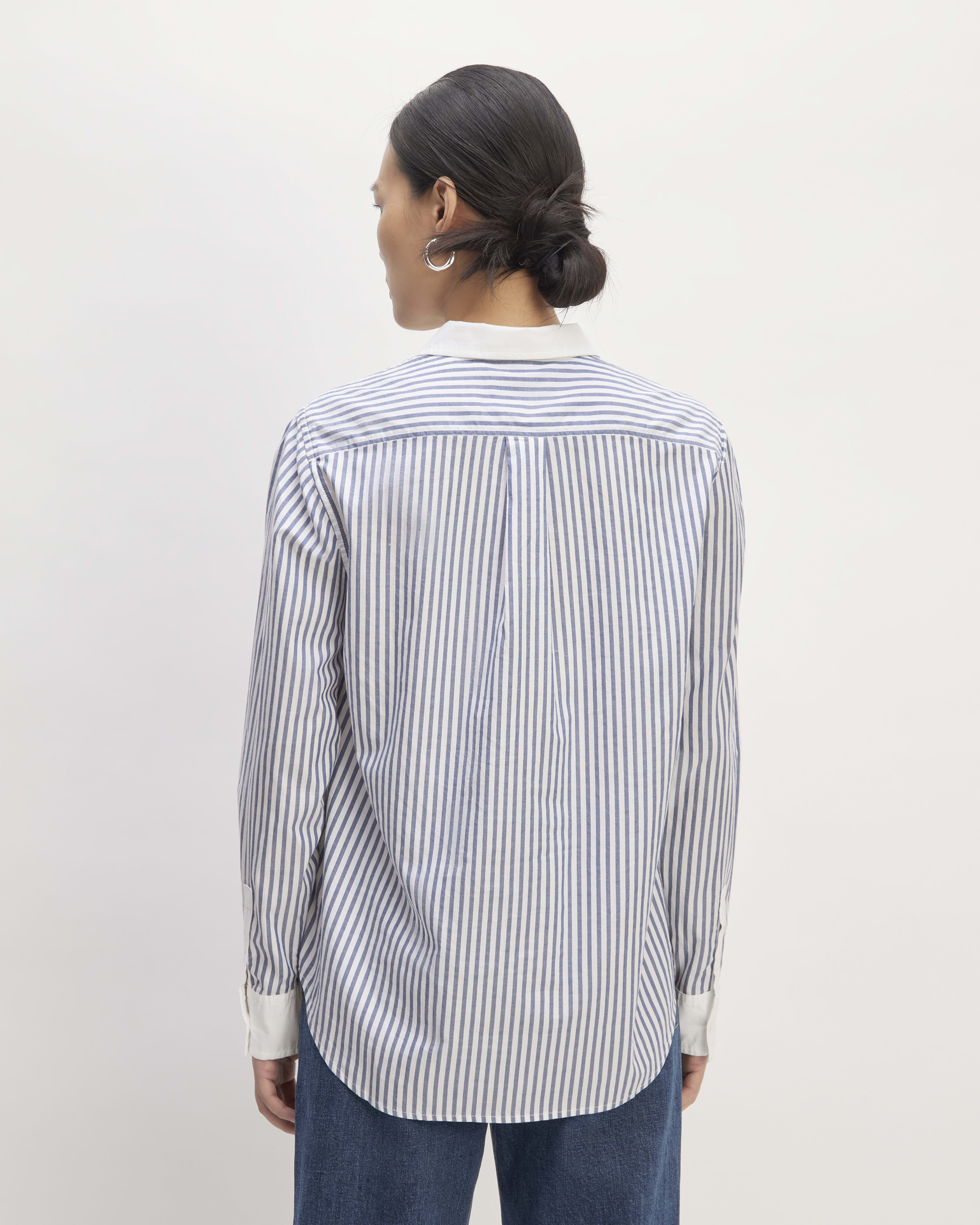 The Silky Cotton Relaxed Shirt Mariner Blue / White – Everlane