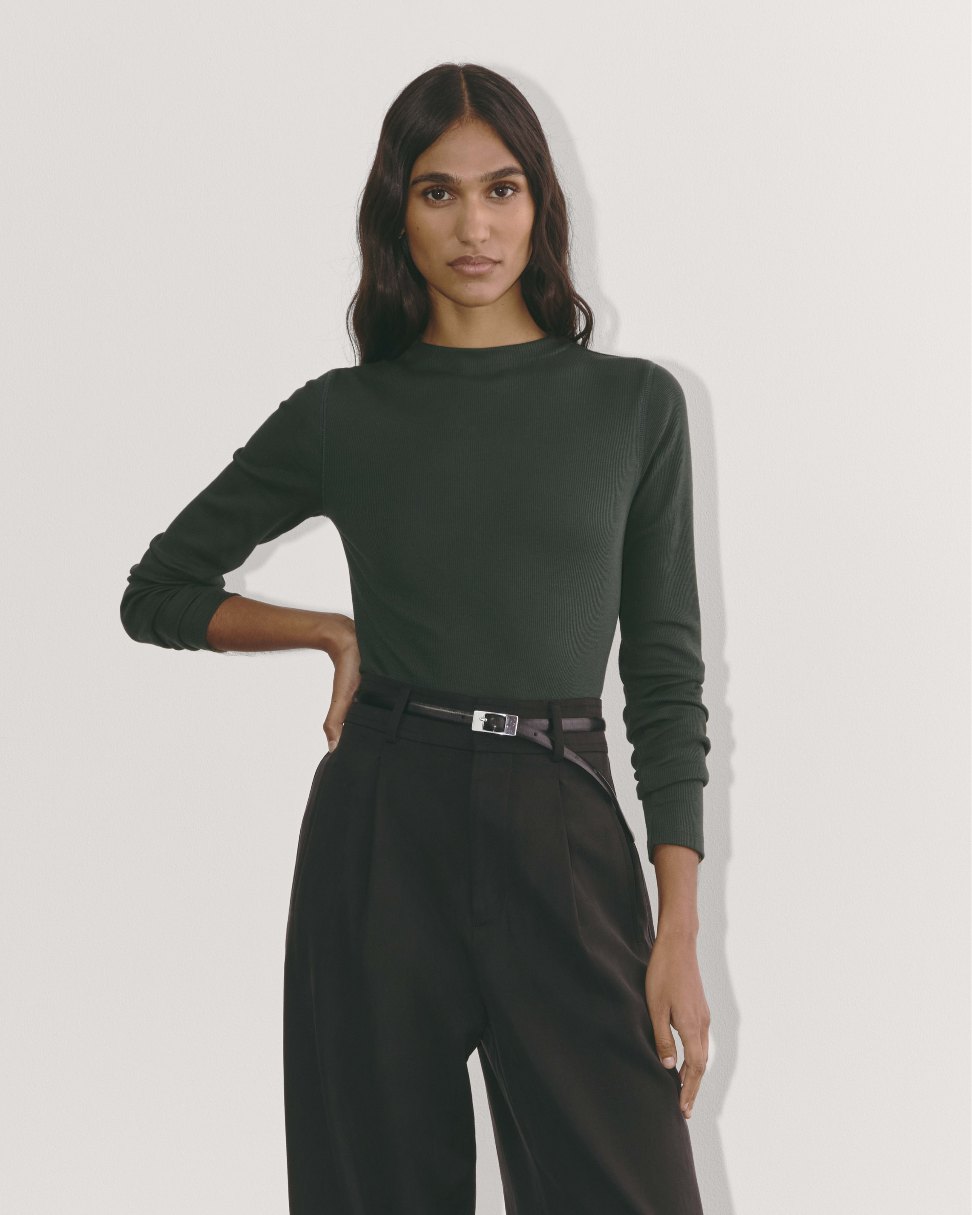 The Luxe Rib Funnel-Neck Tee