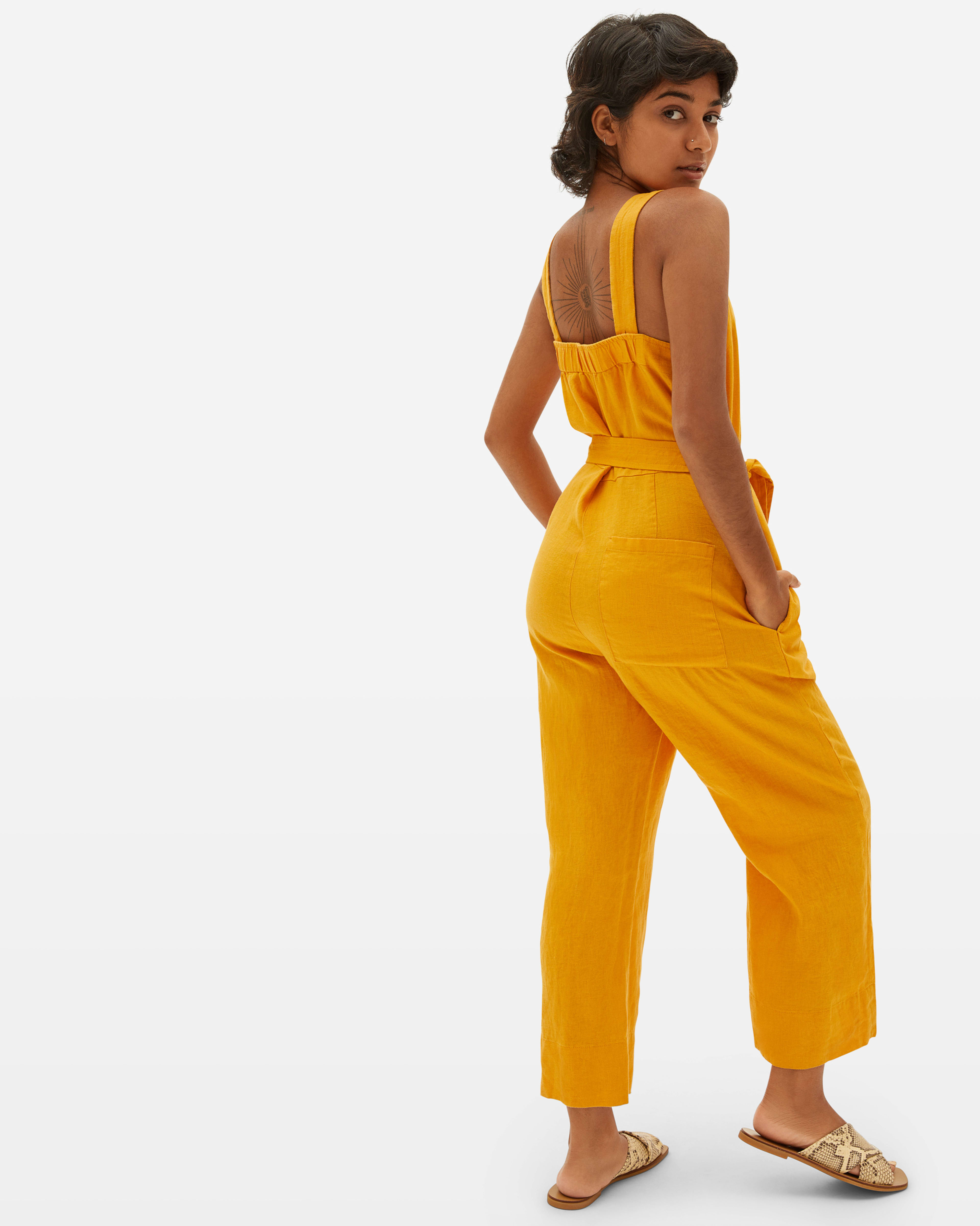 The Linen SquareNeck Jumpsuit Marigold Everlane
