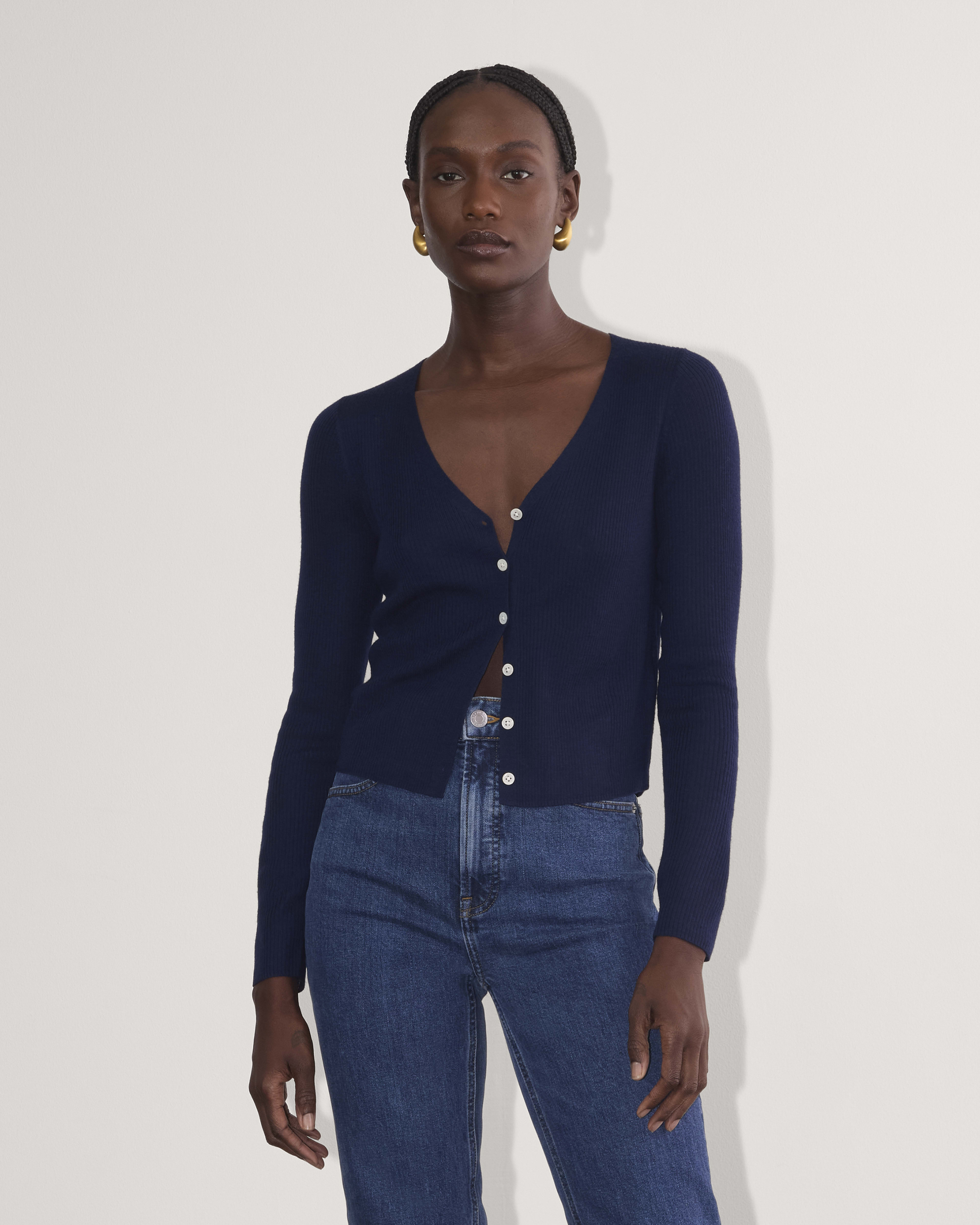 Merino wool cardigan womens top