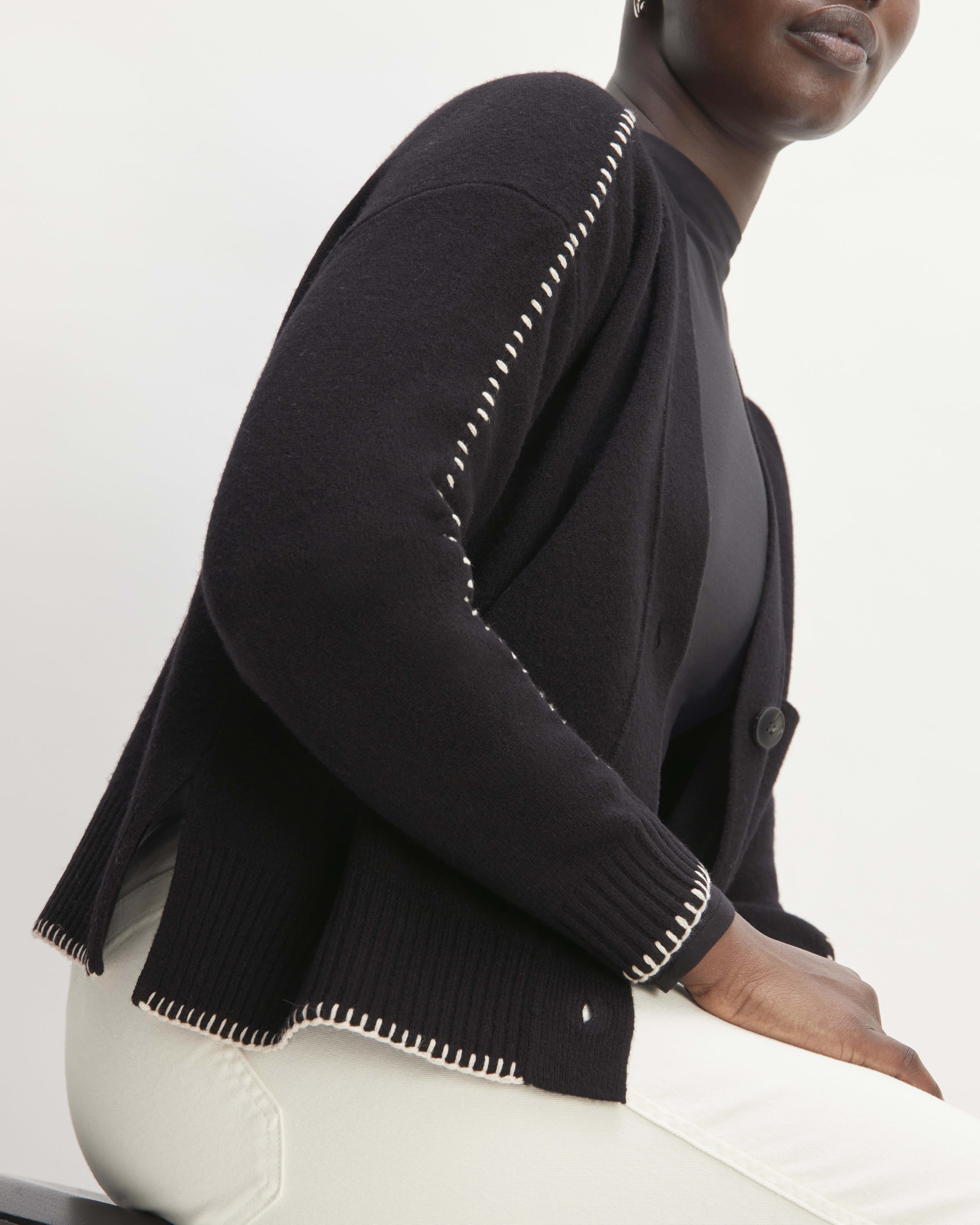 Caraline Superfine Merino Wool Cardigan in Vanilla