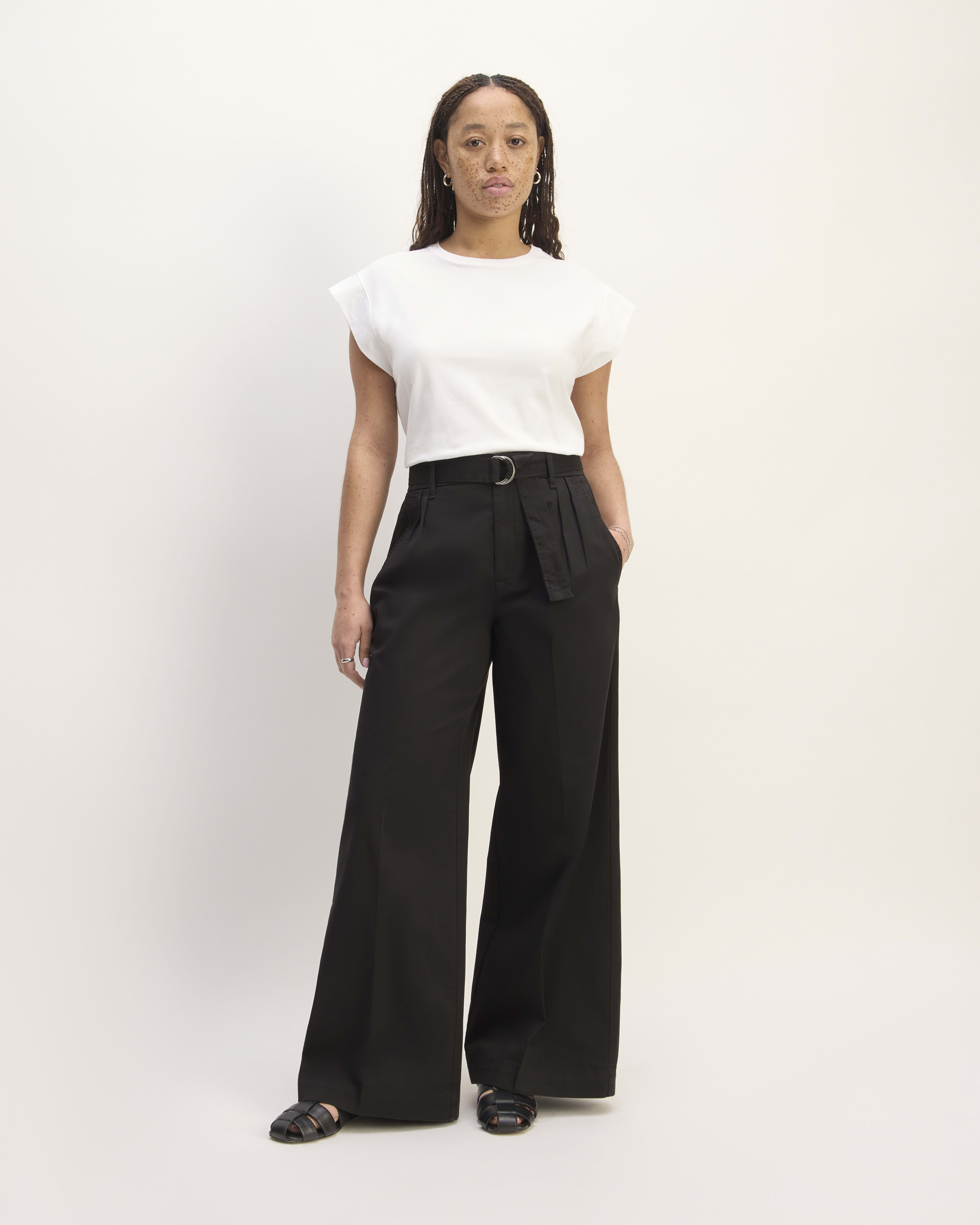 The Pleated Wide-Leg Chino Black – Everlane