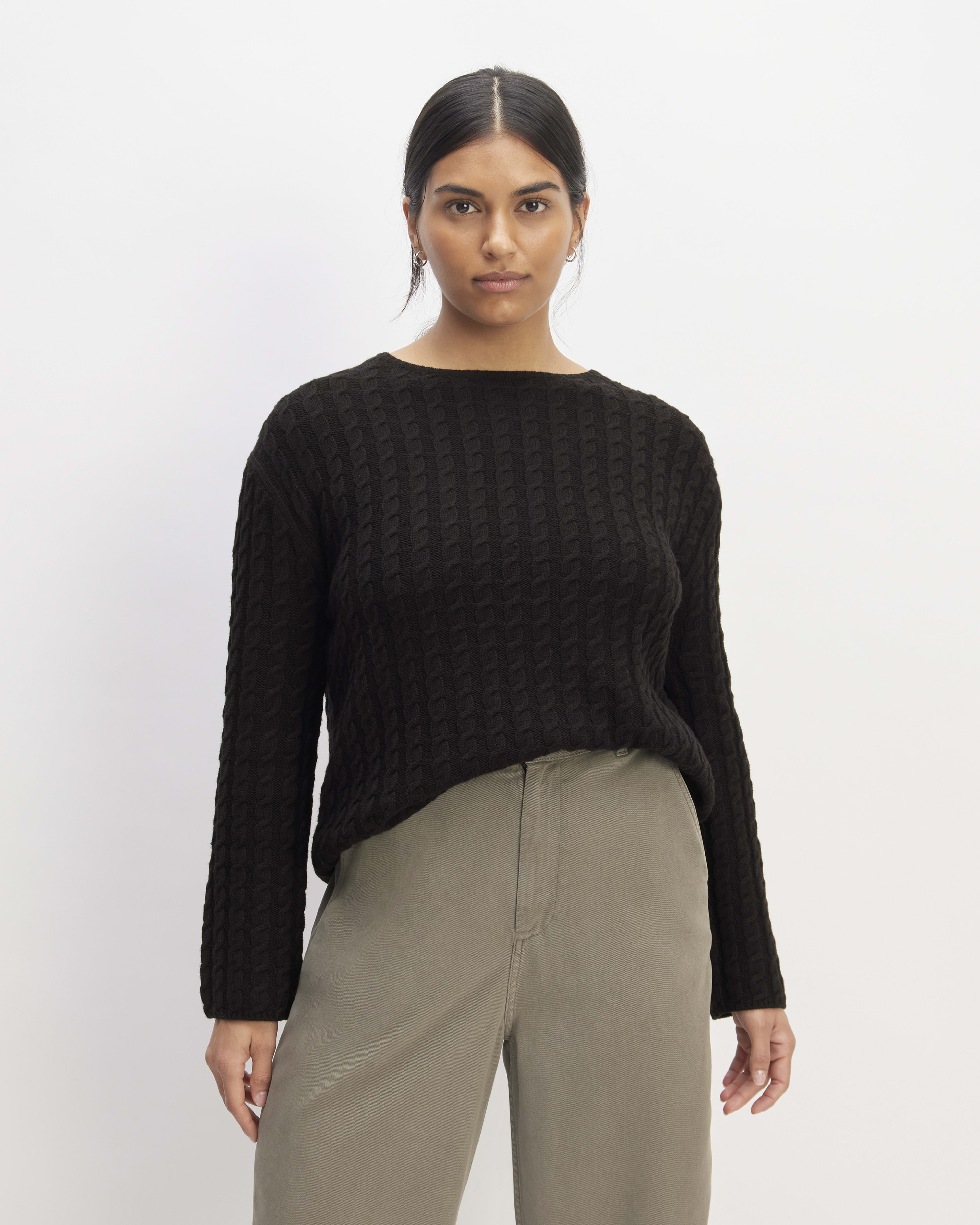 Womens black wool sweater hot sale