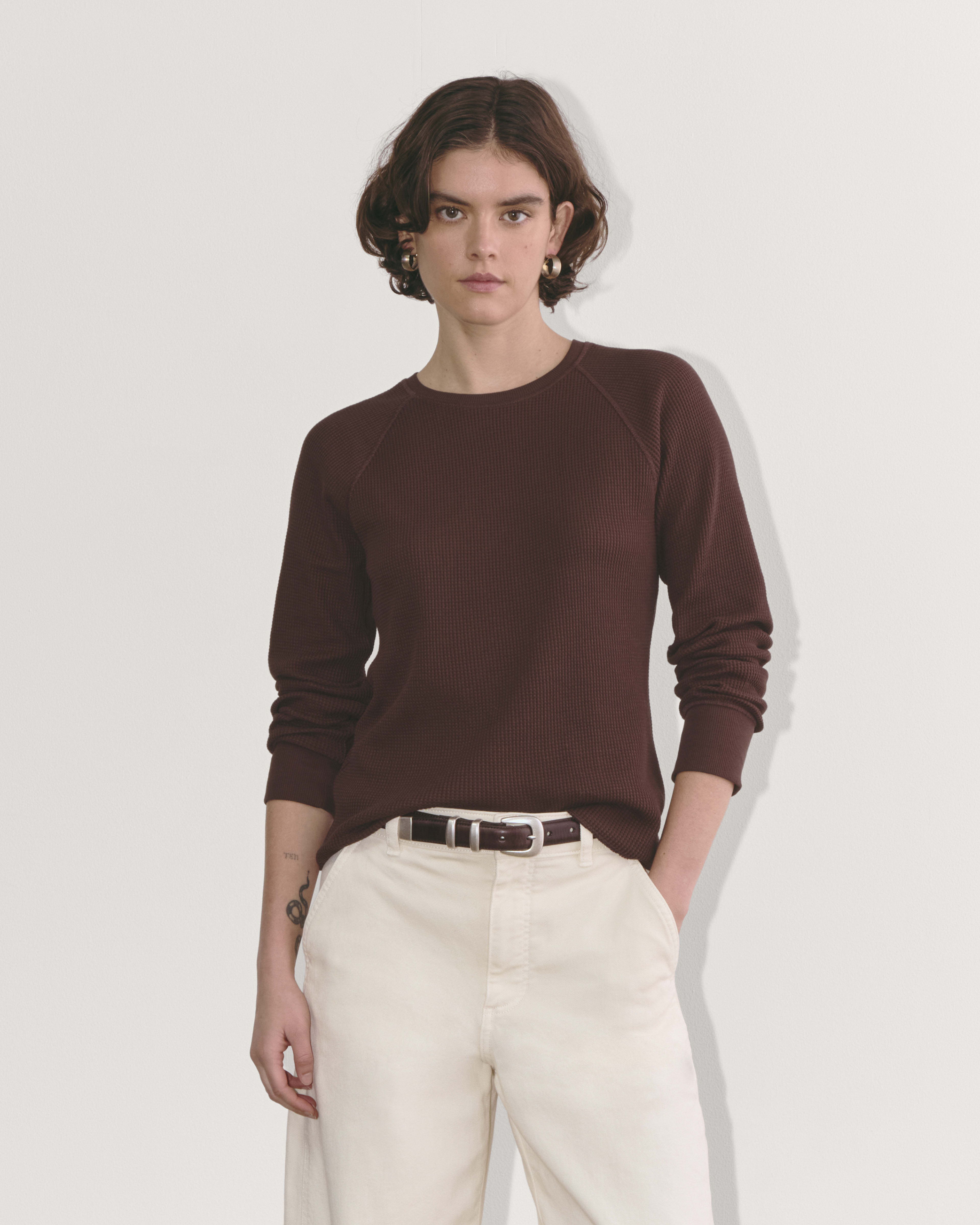 Everlane cashmere waffle crew online