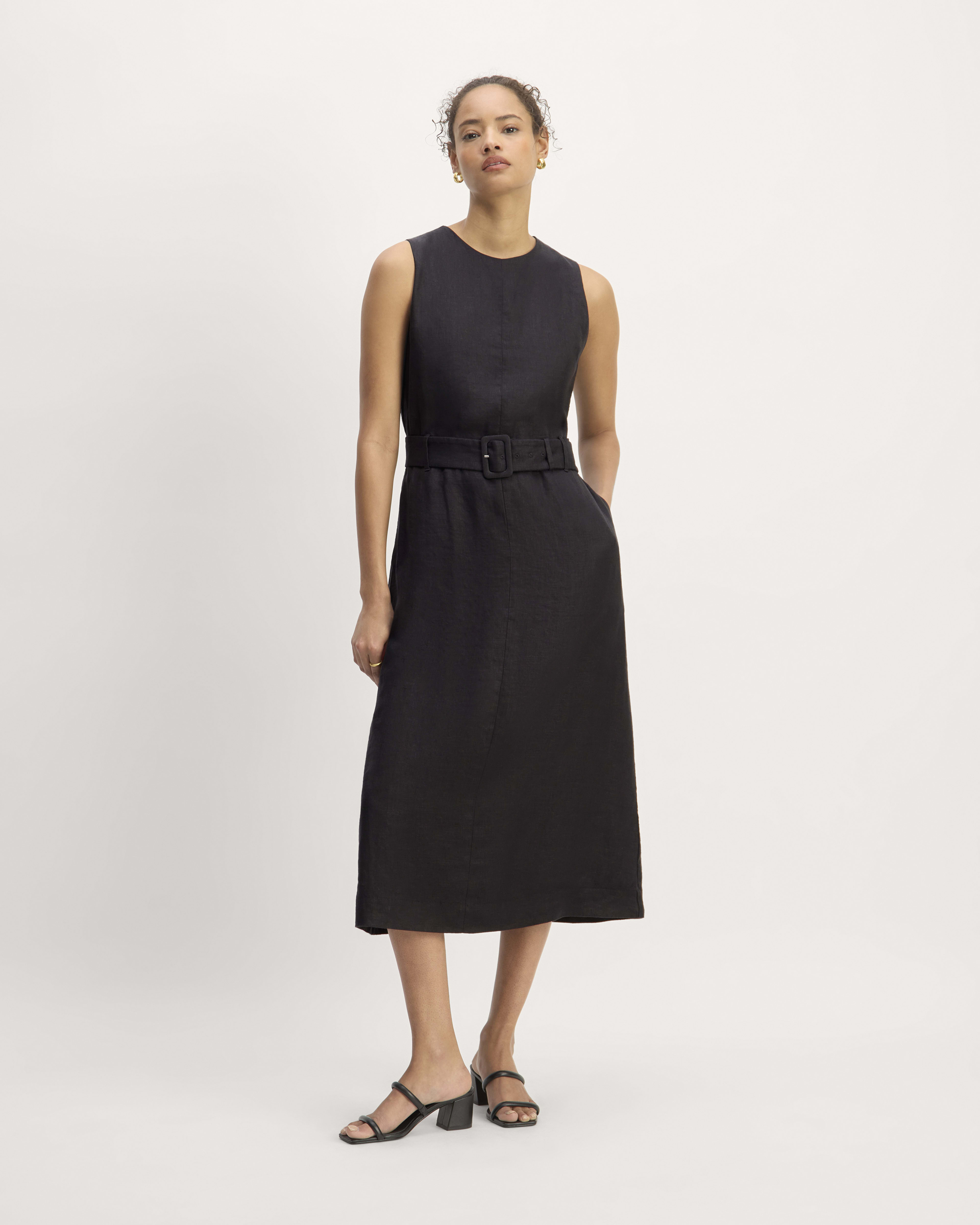 The Linen Belted Midi Dress