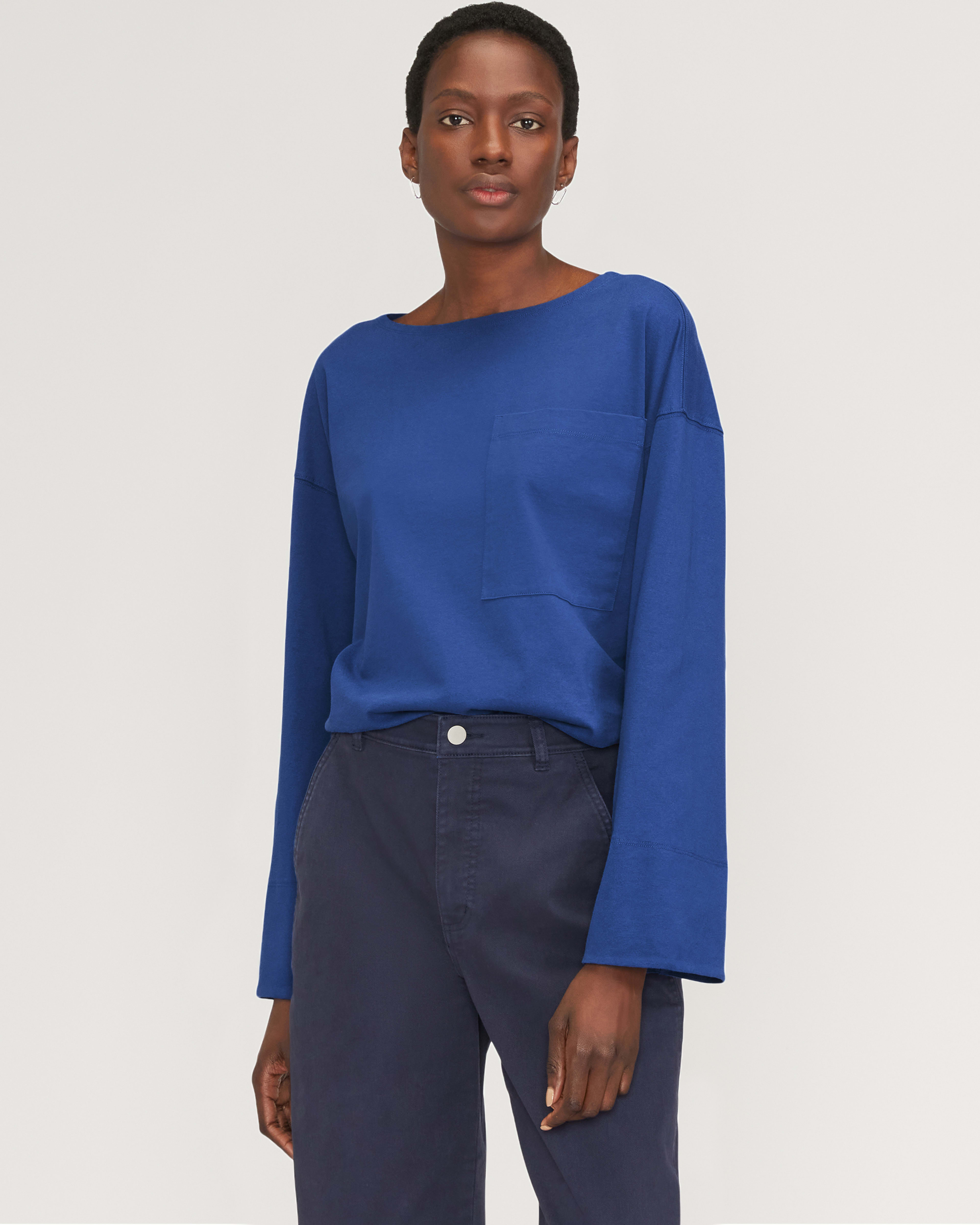 The Premium Weight Oversized Pocket Tee Mazarine Blue – Everlane