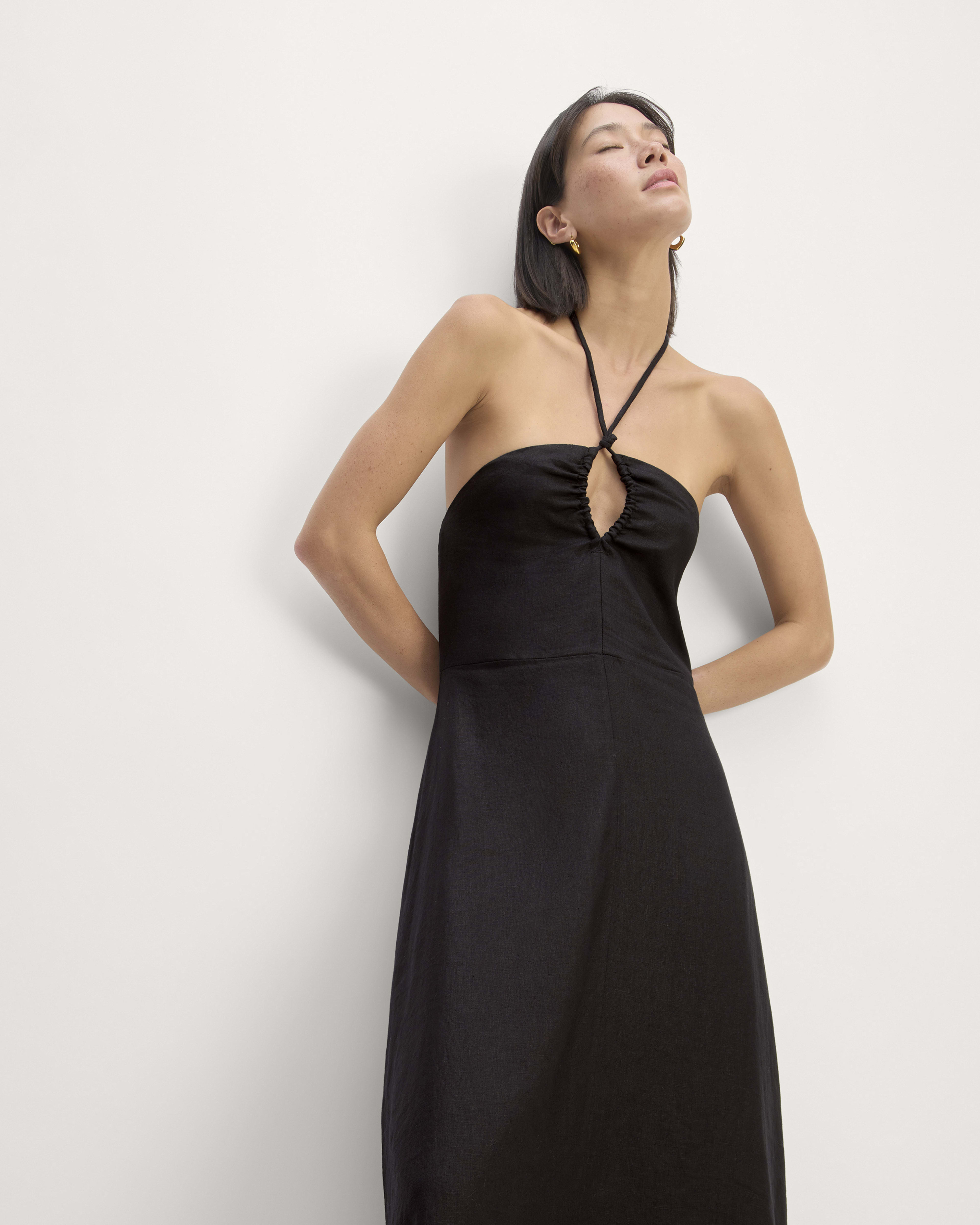Cotton & Linen Halter Neck Skirt Set Without Belt