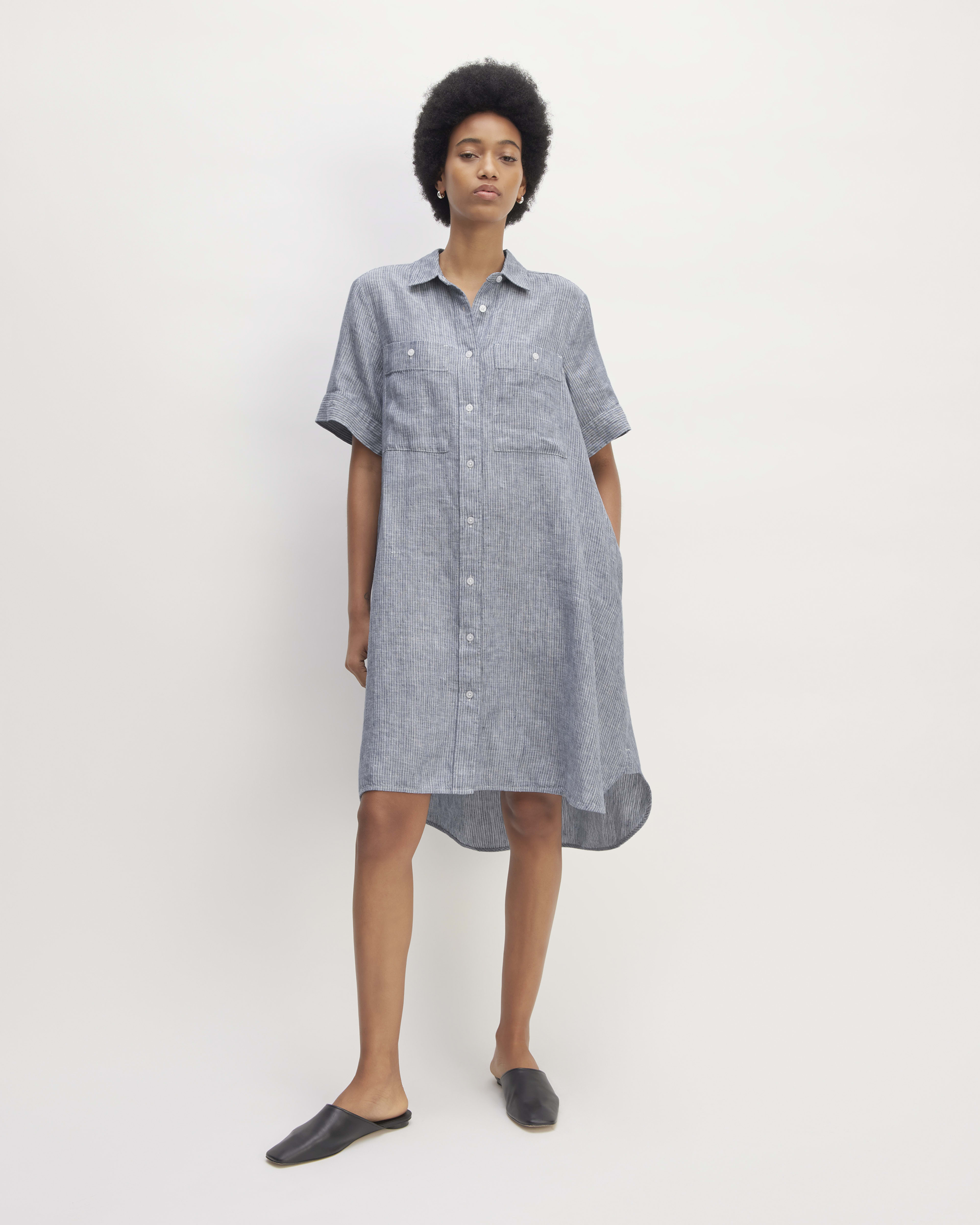 Everlane 2023 Review: Wide Leg Dream Pants, Organic Cotton Striped Tee  Dress, and Felted Merino Half-Zip Sweater — Fairly Curated