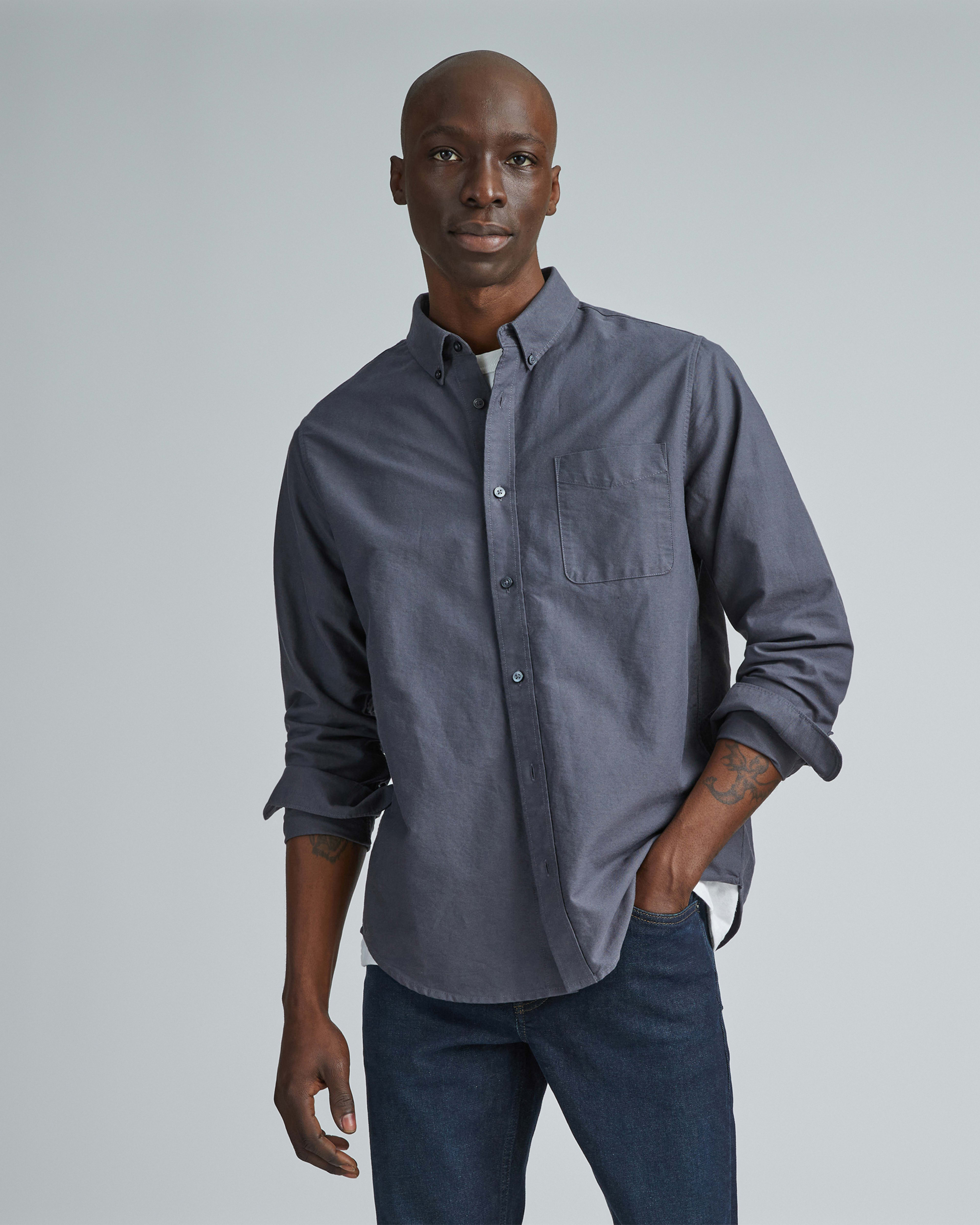 Charcoal grey button up clearance shirt