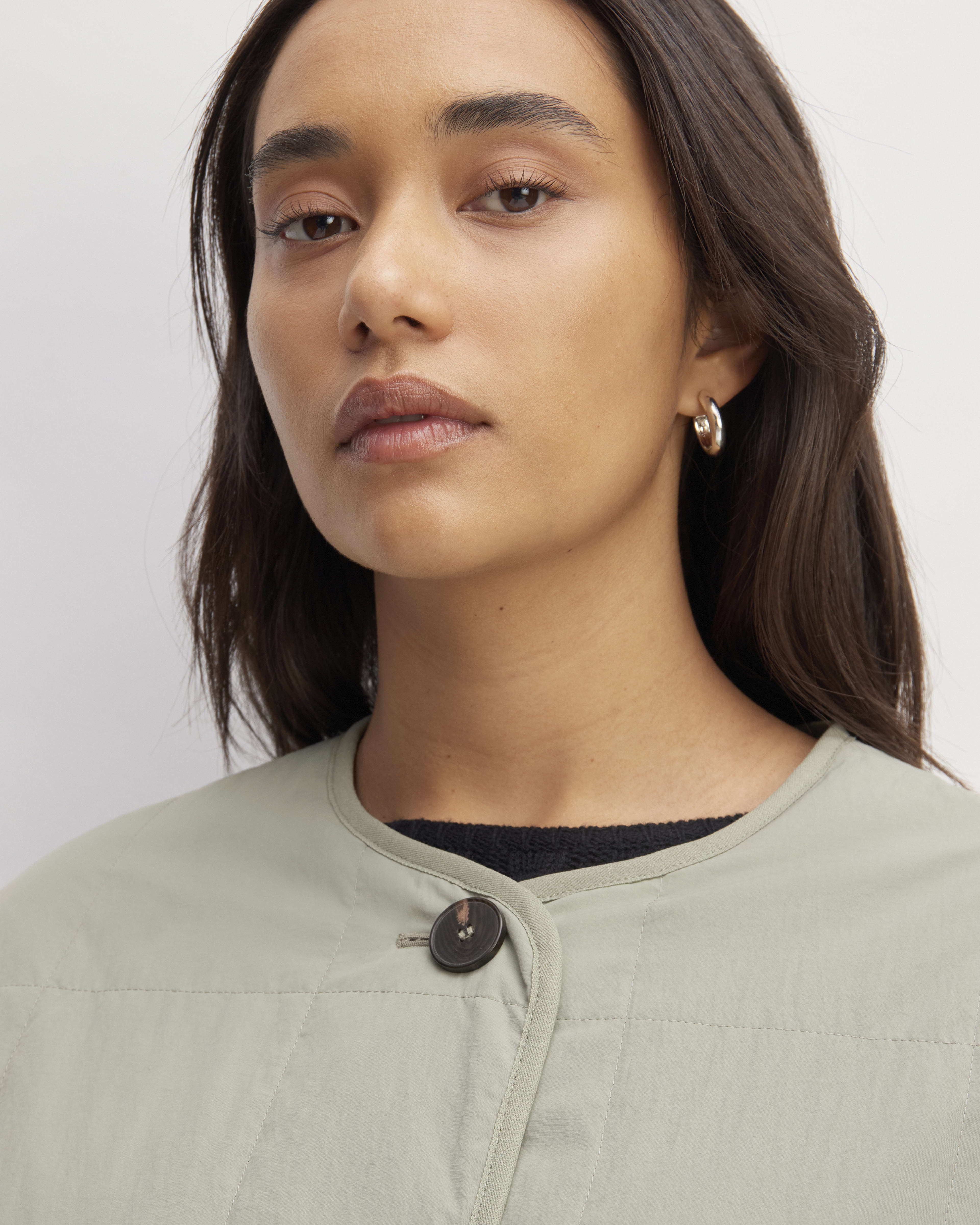 The ReNew Quilted Long Liner Sage Green Everlane