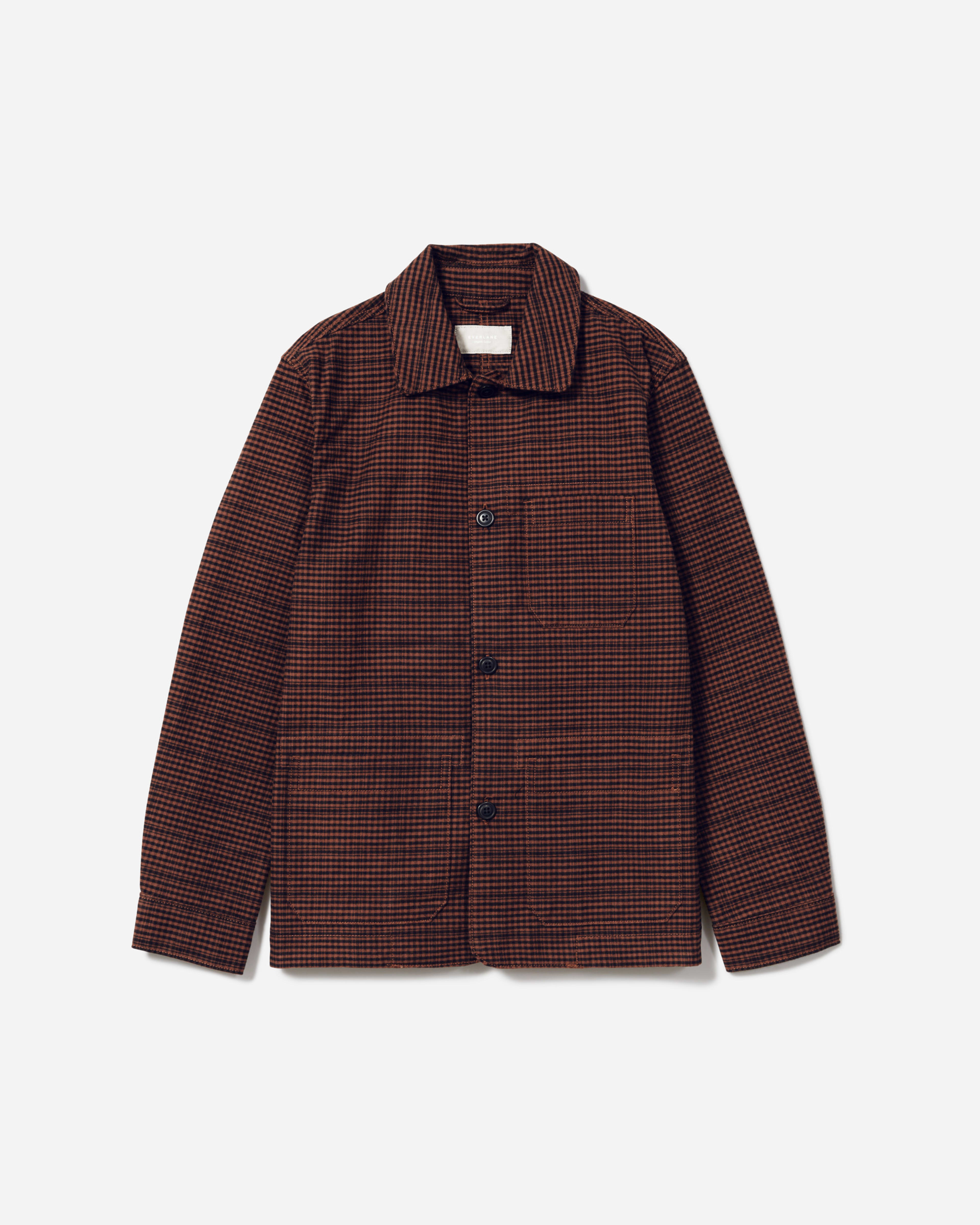 The Flannel Chore Jacket Cherry Mahogany Check – Everlane