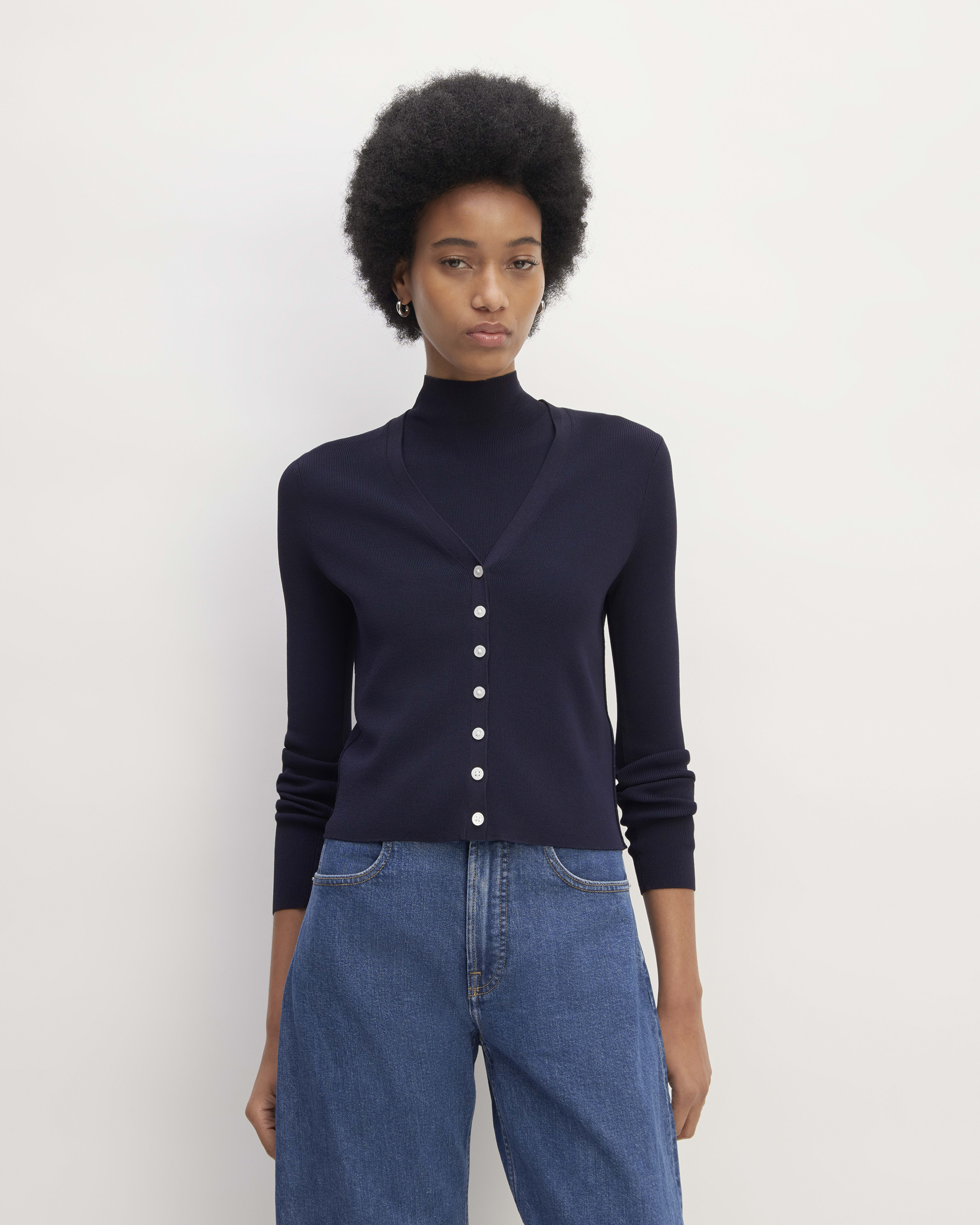 Everlane Women s Viscose Knit Cardigan in Navy Size 2XS