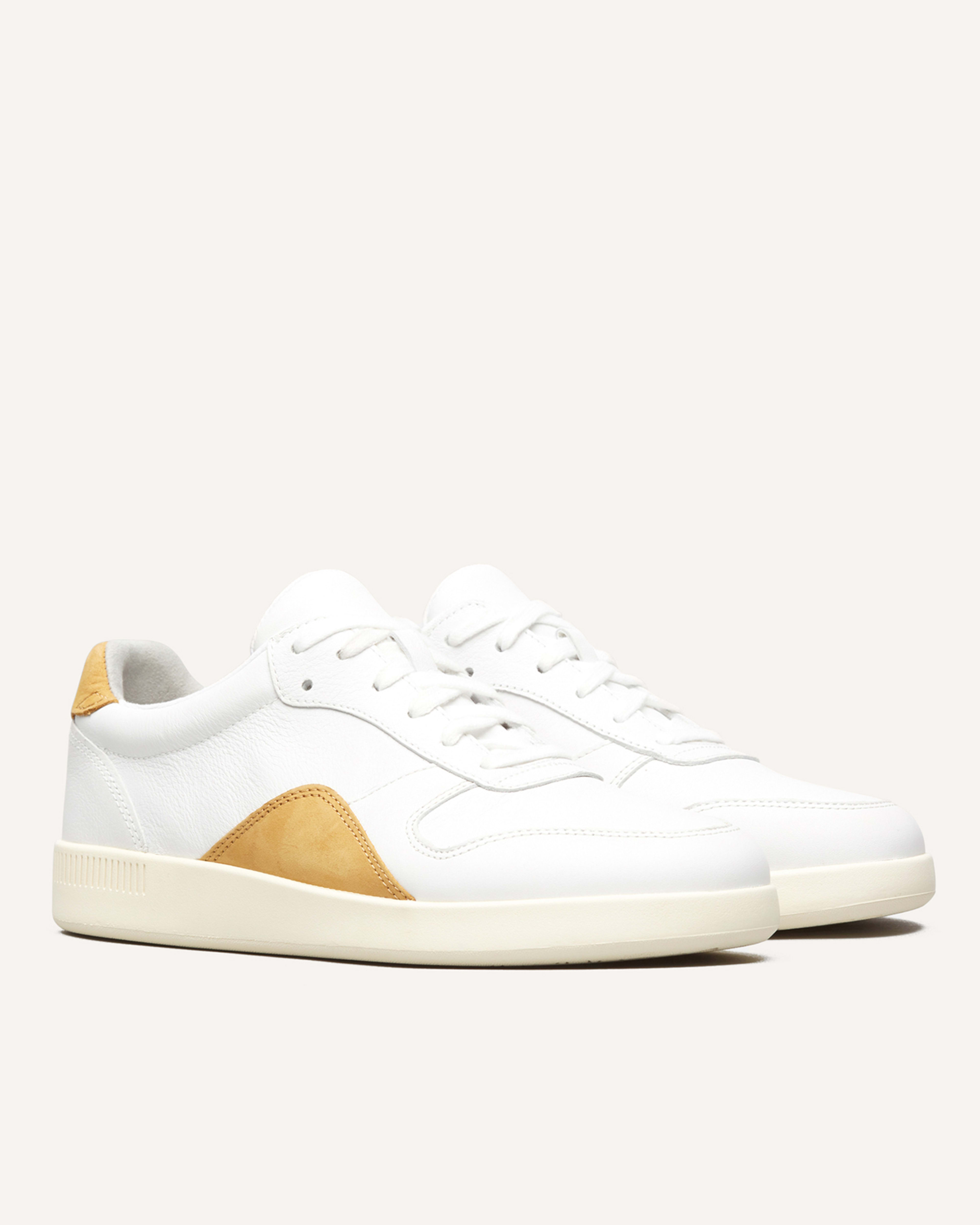 The ReLeather® Court Sneaker White / Mustard Everlane