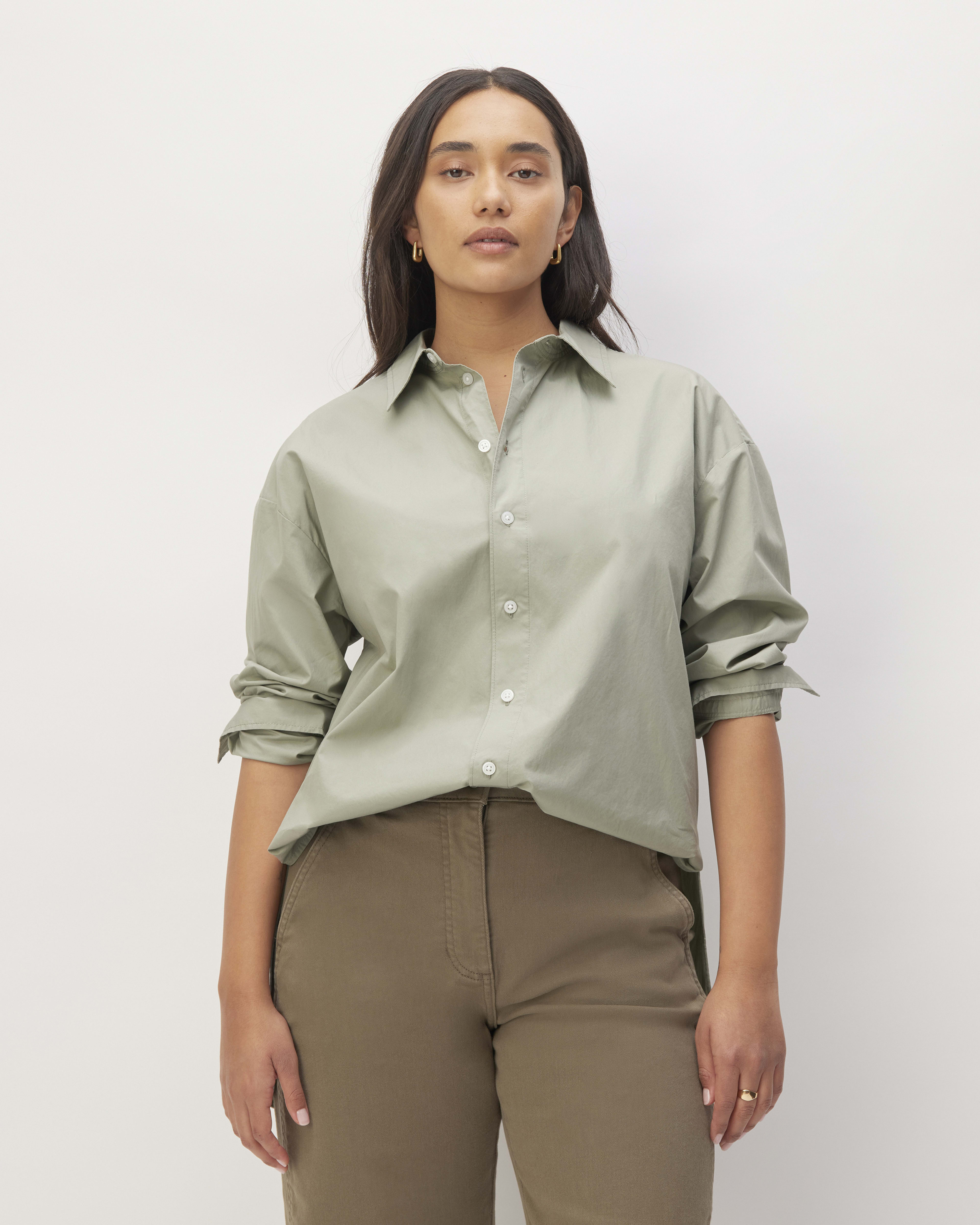 The Supima® Cotton Boyfriend Shirt Sage Green – Everlane