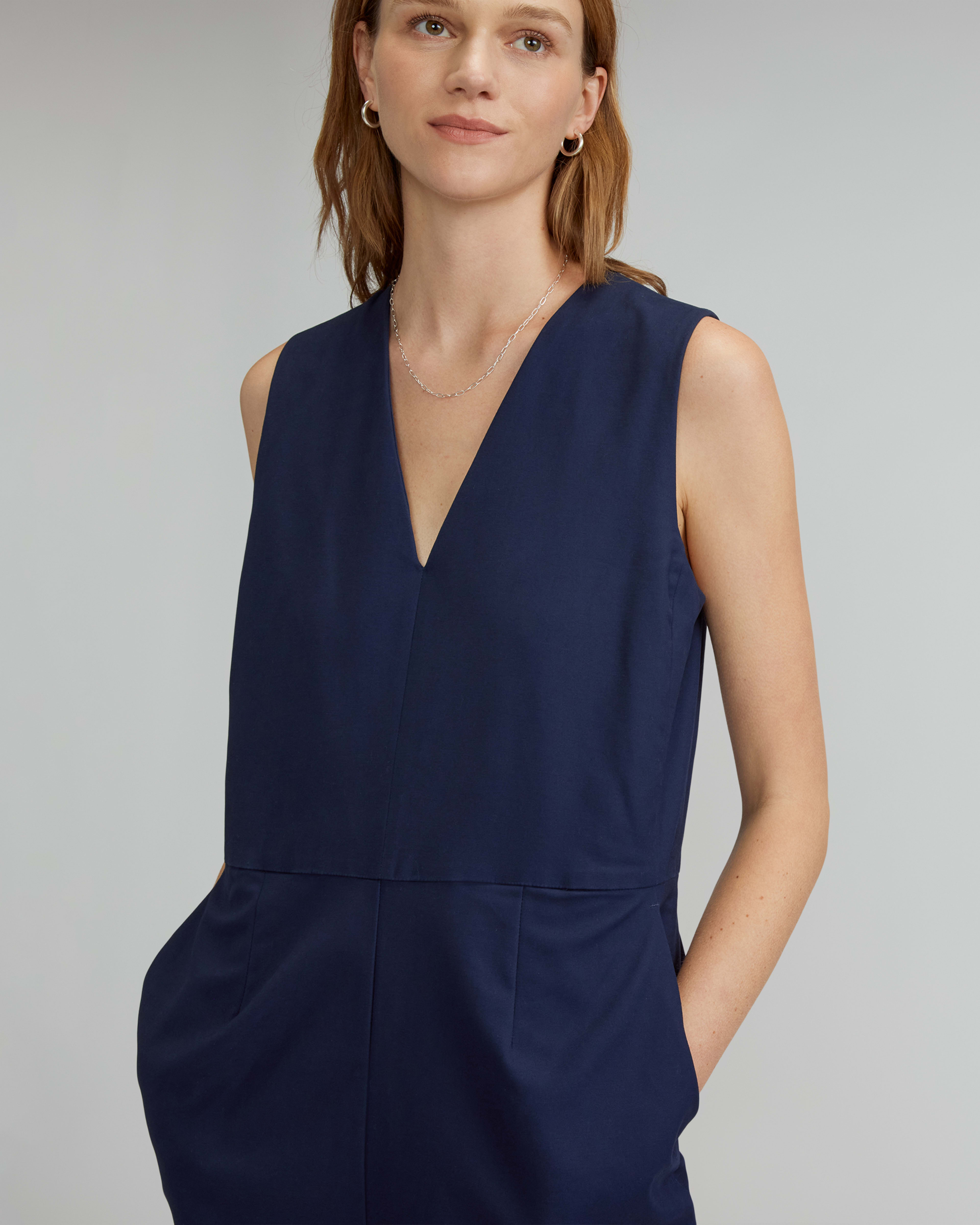 The Structured Cotton Jumpsuit Navy Everlane