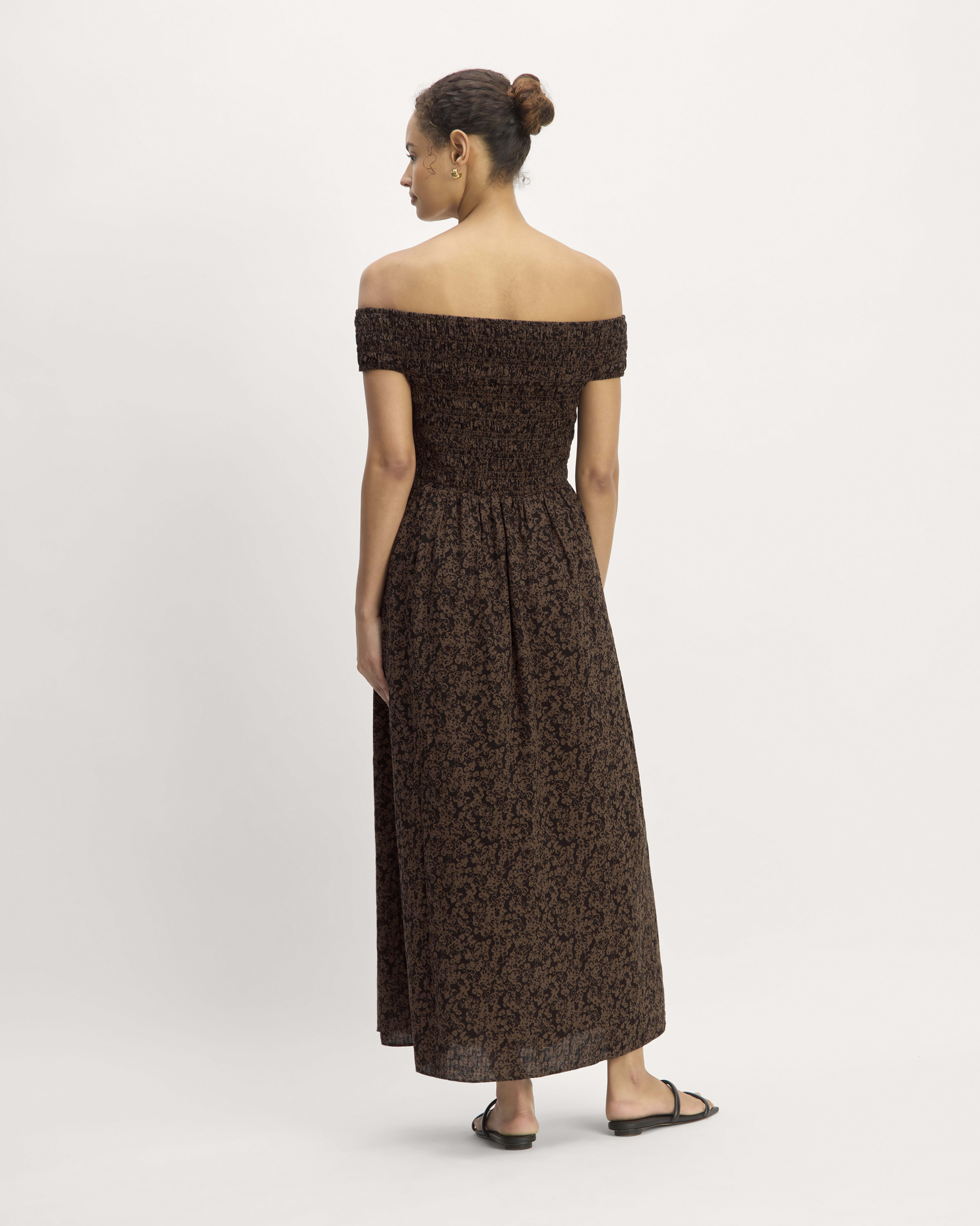 The Gauze Off-the-Shoulder Dress Black / Cocoa Small Floral – Everlane