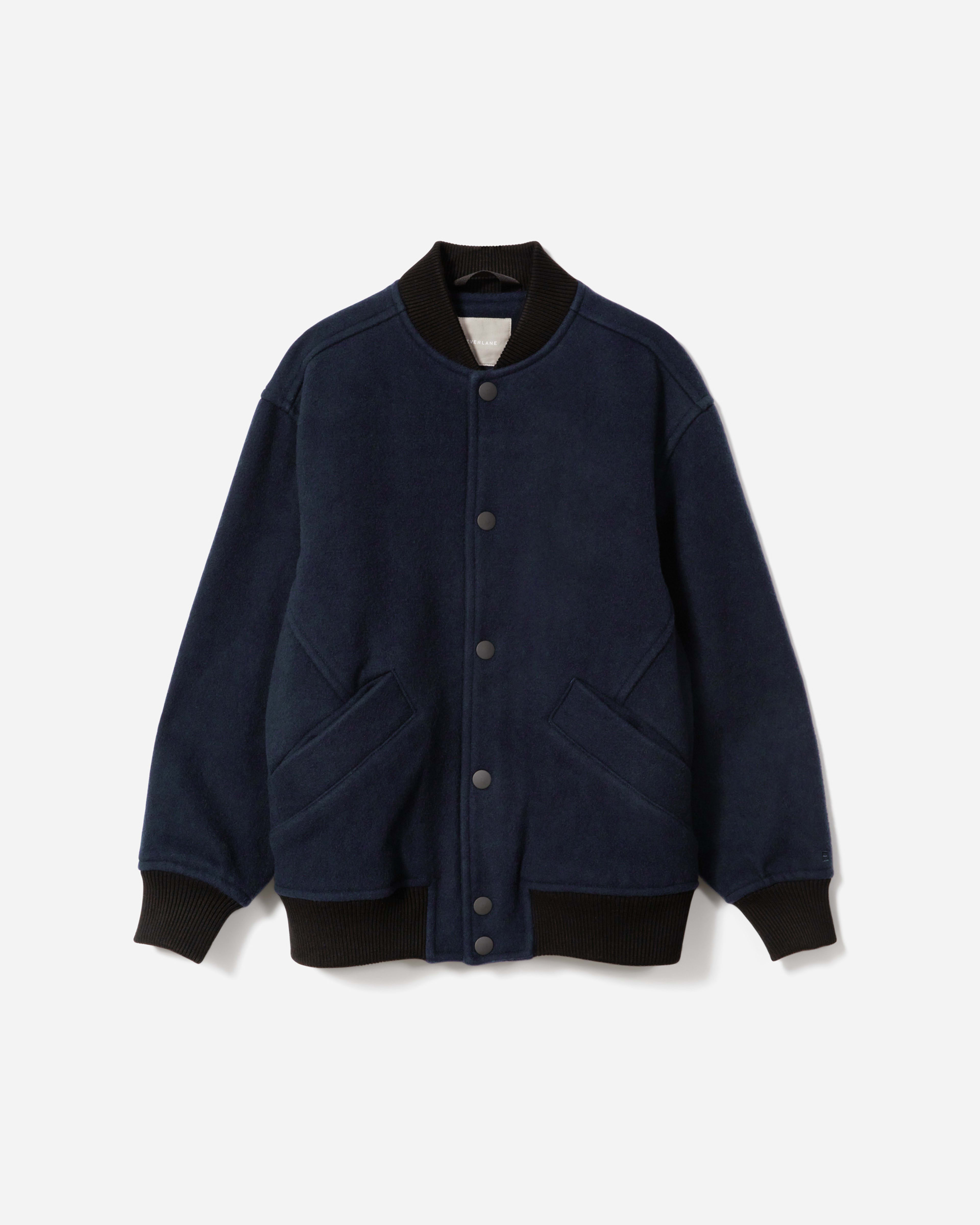 The ReWool® Varsity Bomber Navy / Black Everlane