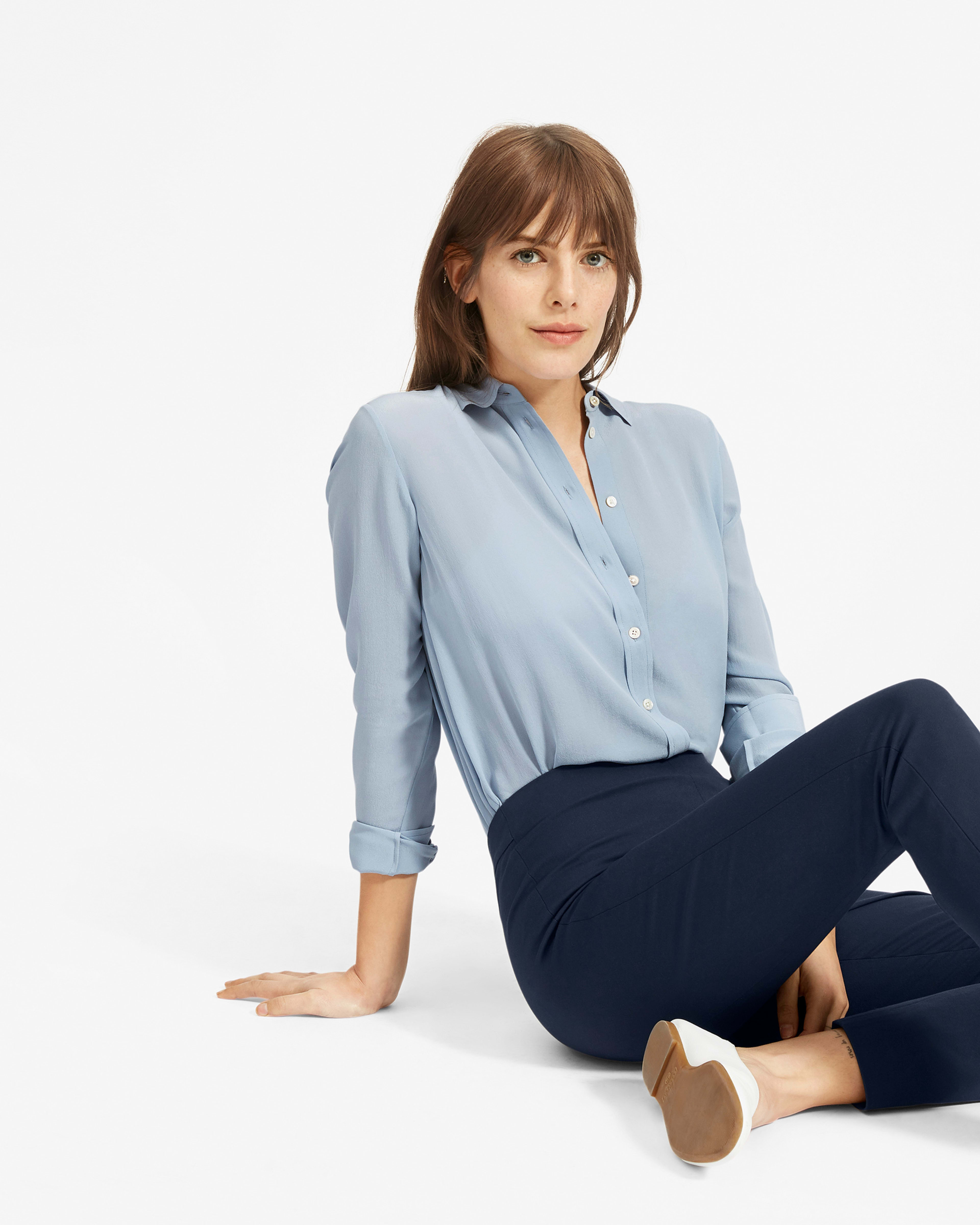 The Washable Clean Silk Relaxed Shirt Pale Blue – Everlane
