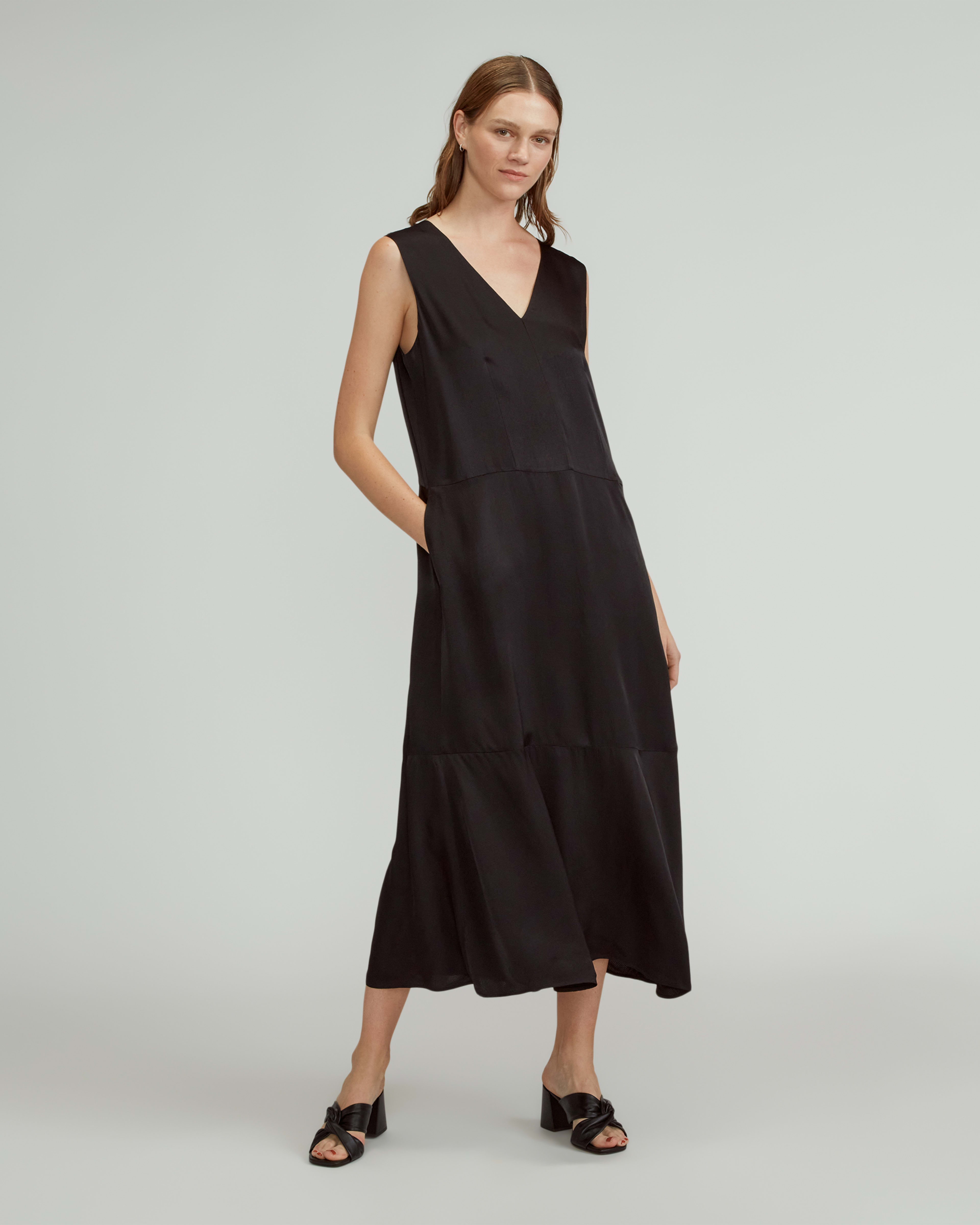 The Satin V-Neck Maxi Dress Black – Everlane