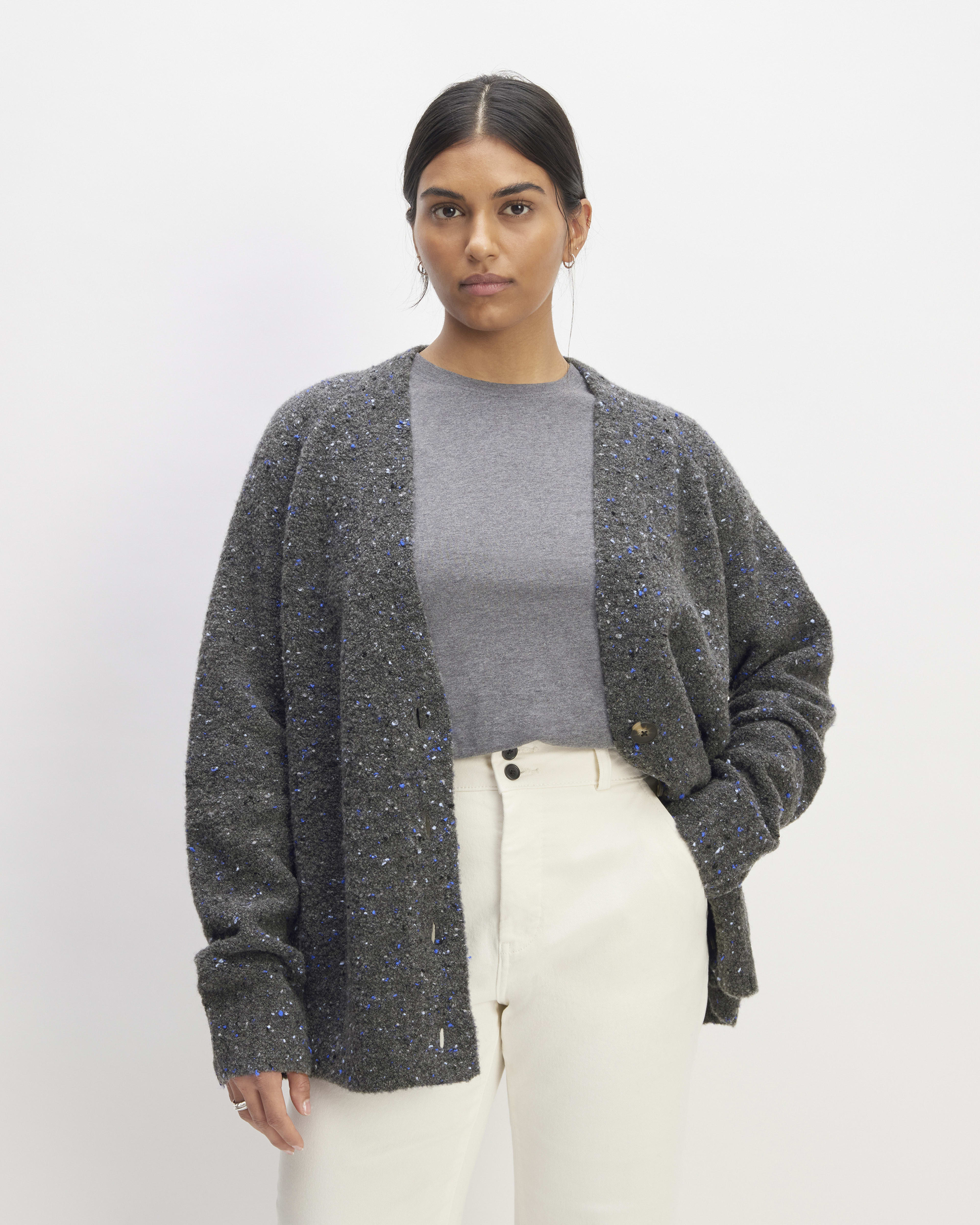 The Confetti Cardigan Charcoal Multi Everlane