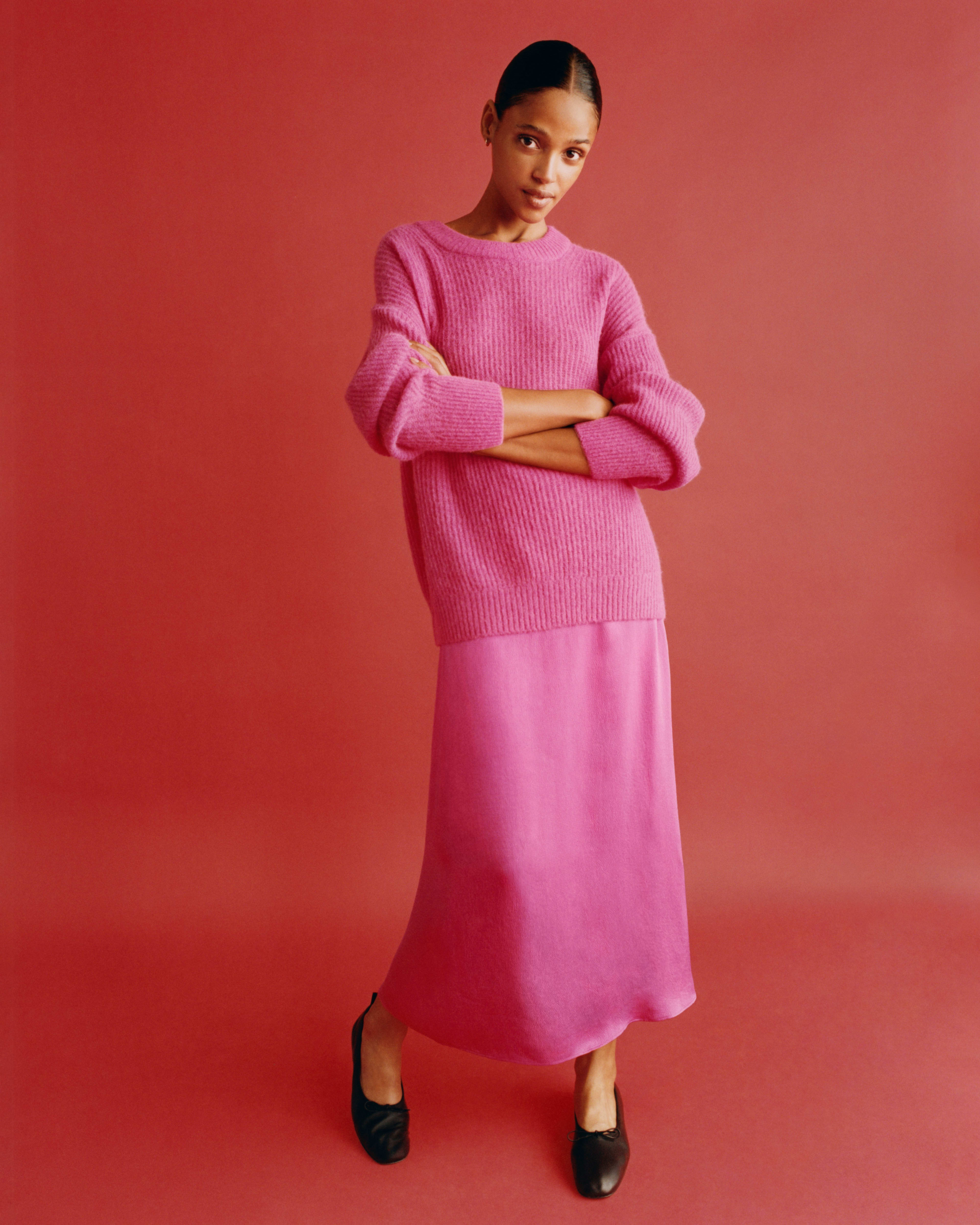 The Satin Racerback Slip Dress Fuchsia Pink Everlane