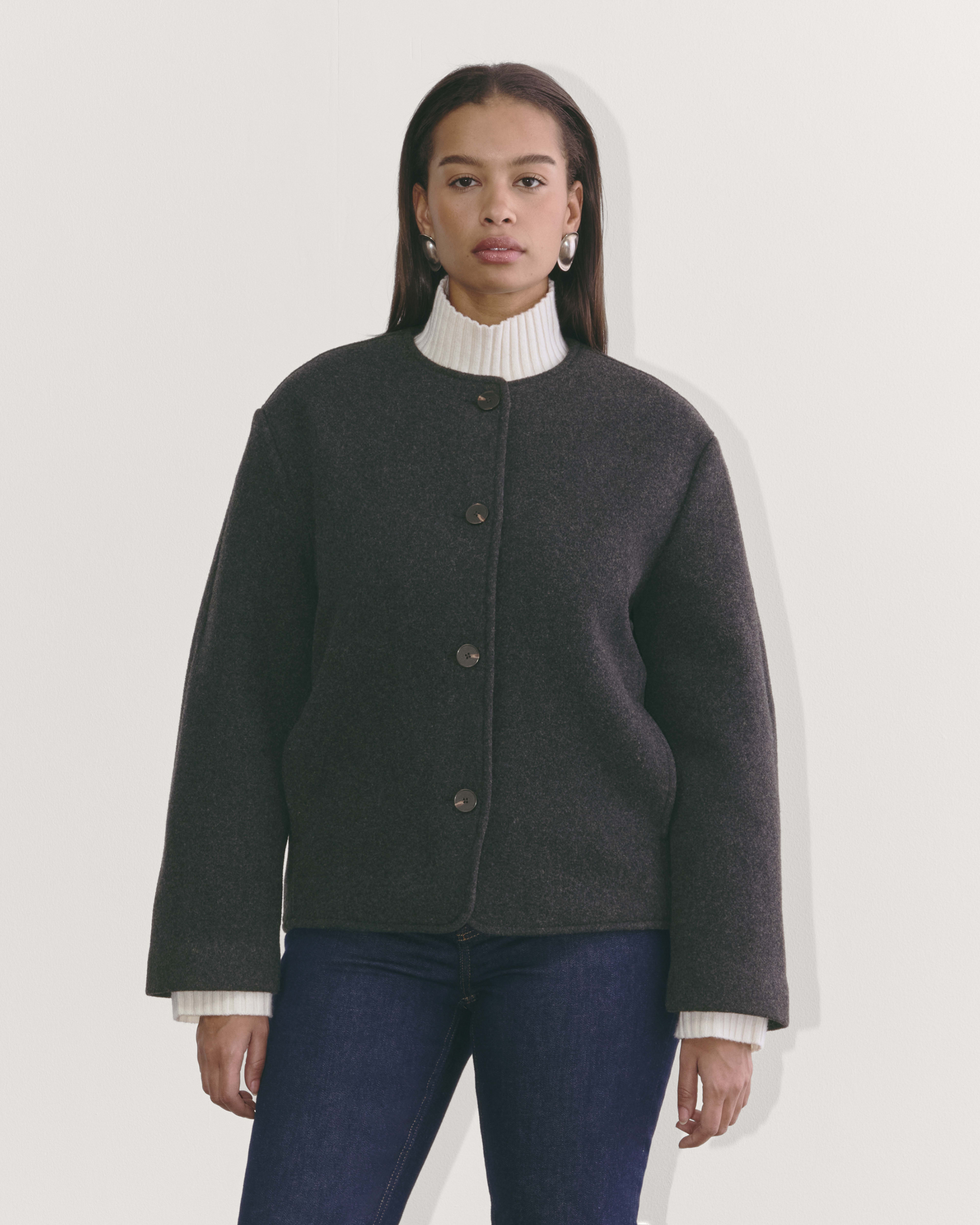 Black wool cocoon coat deals
