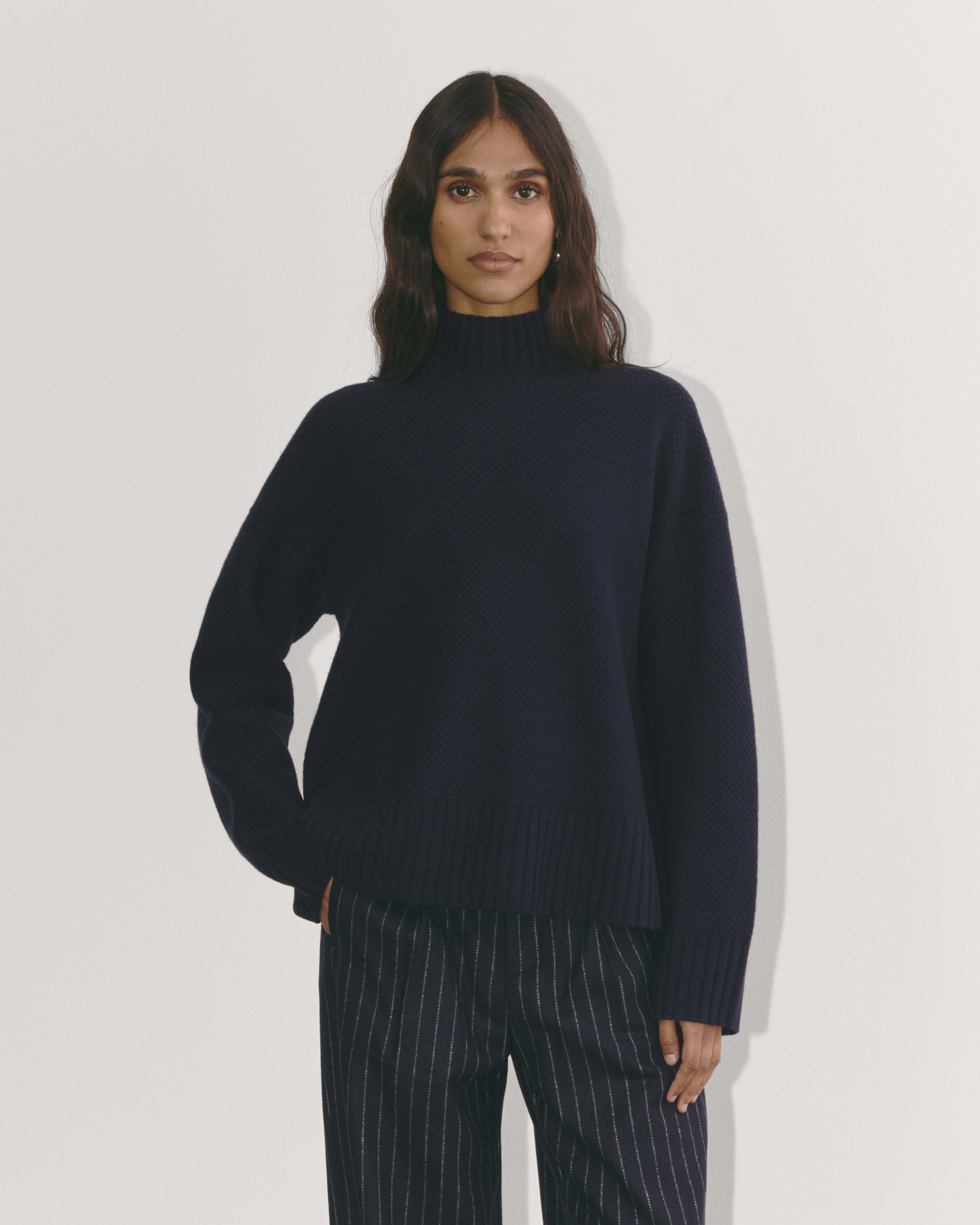 The Honeycomb Funnel Neck in Wool Cashmere