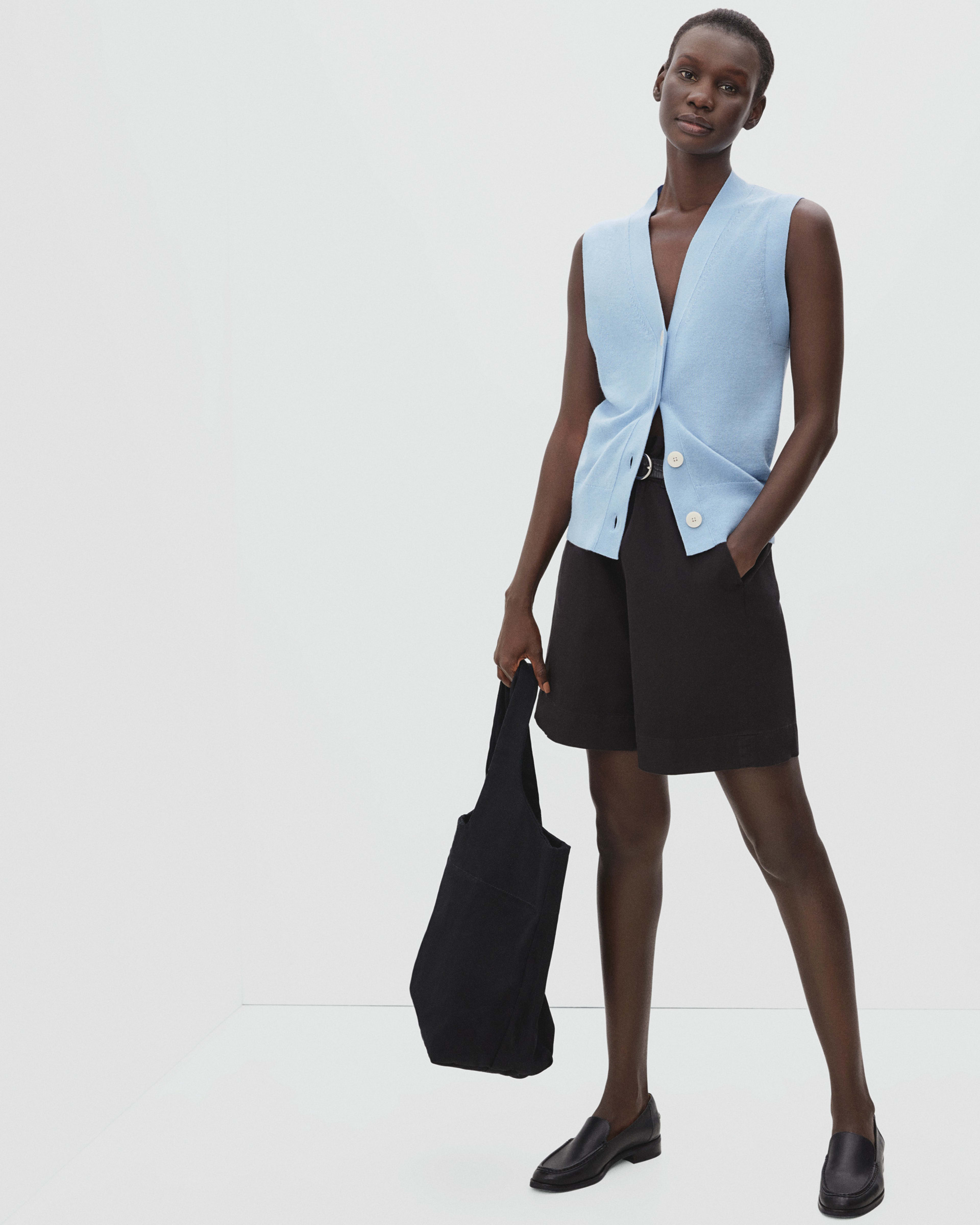 The CottonMerino Sweater Vest Steel Blue Everlane