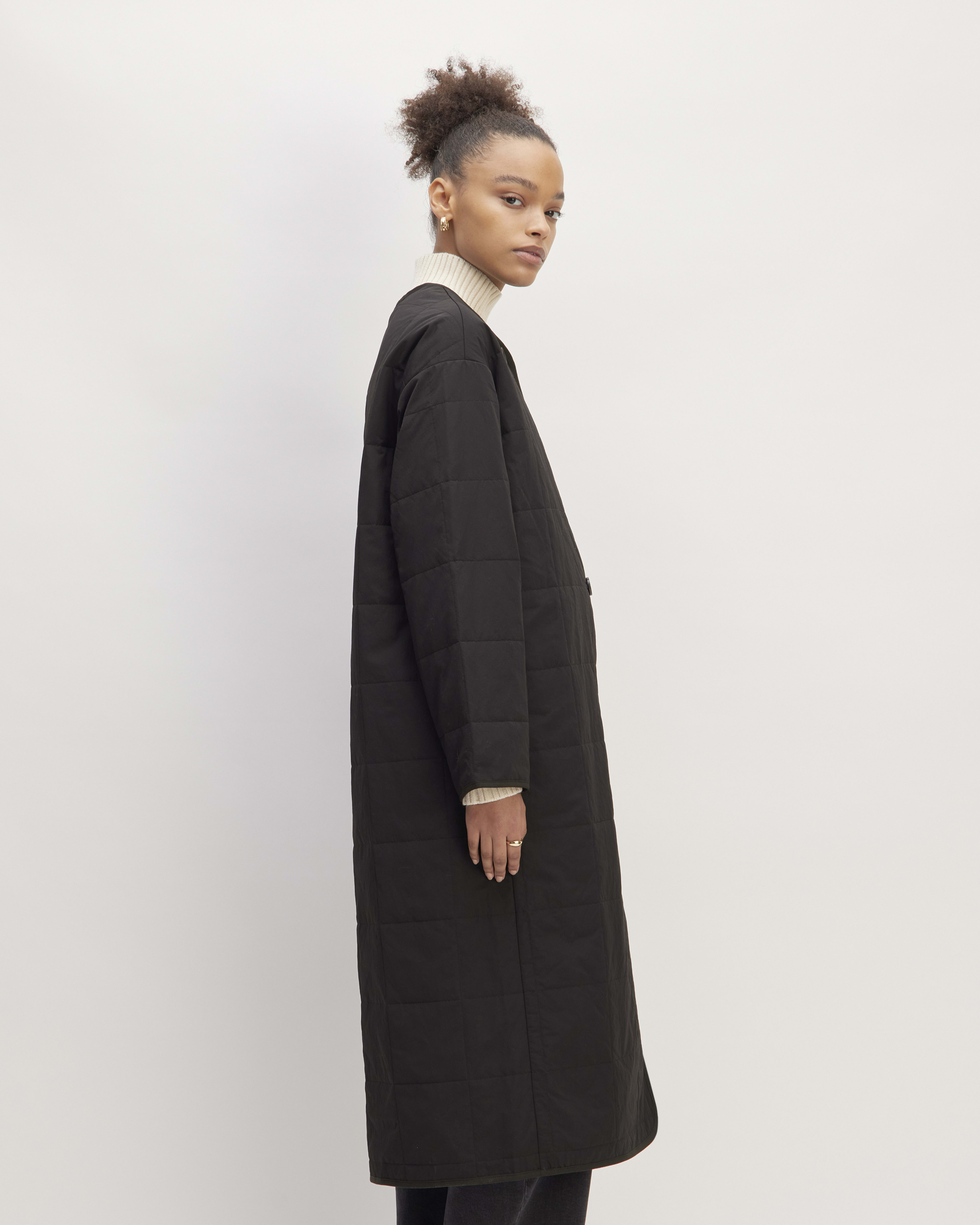 The ReNew Quilted Long Liner Black Everlane