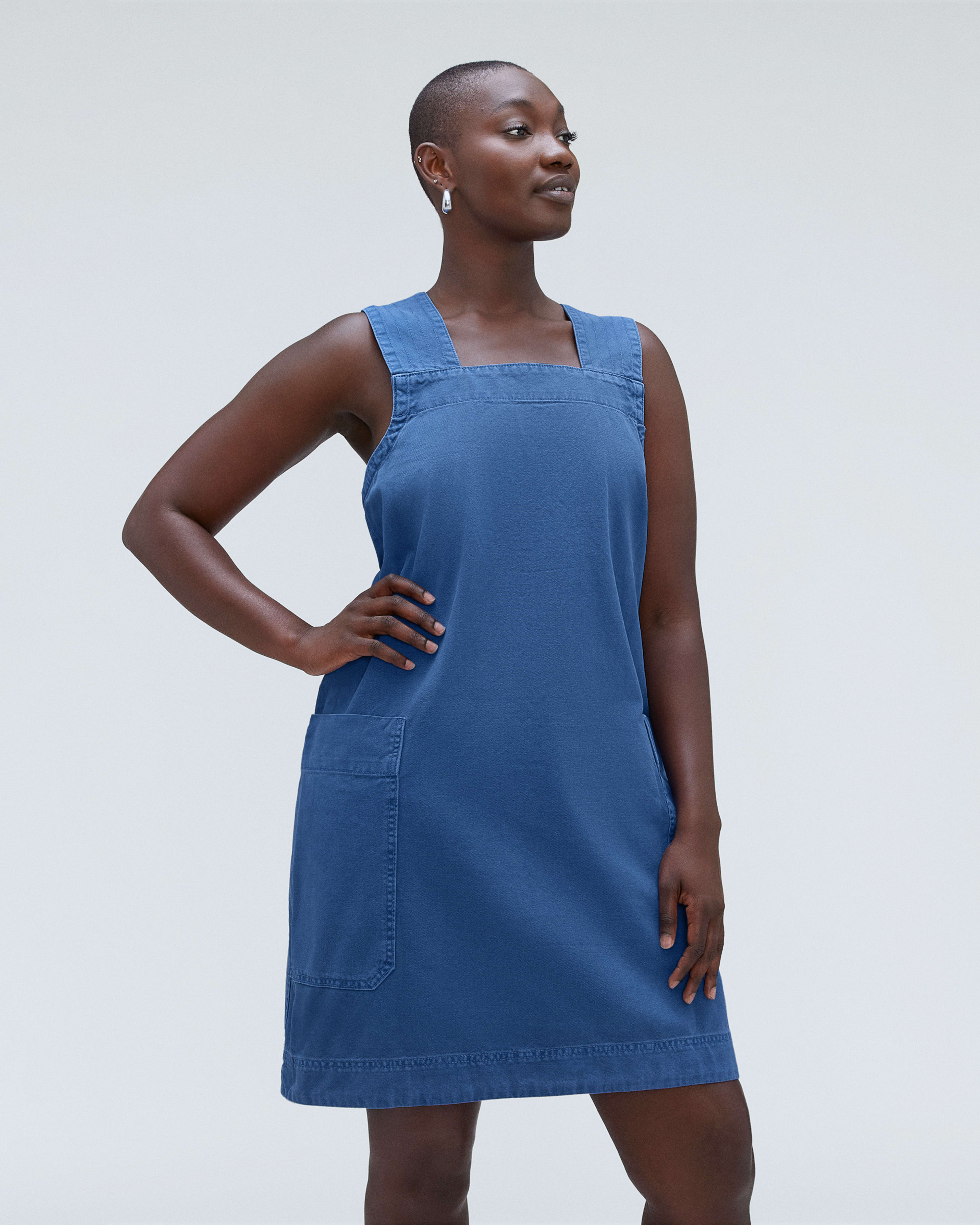 The CrossBack Apron Mini Dress Deep Blue Everlane